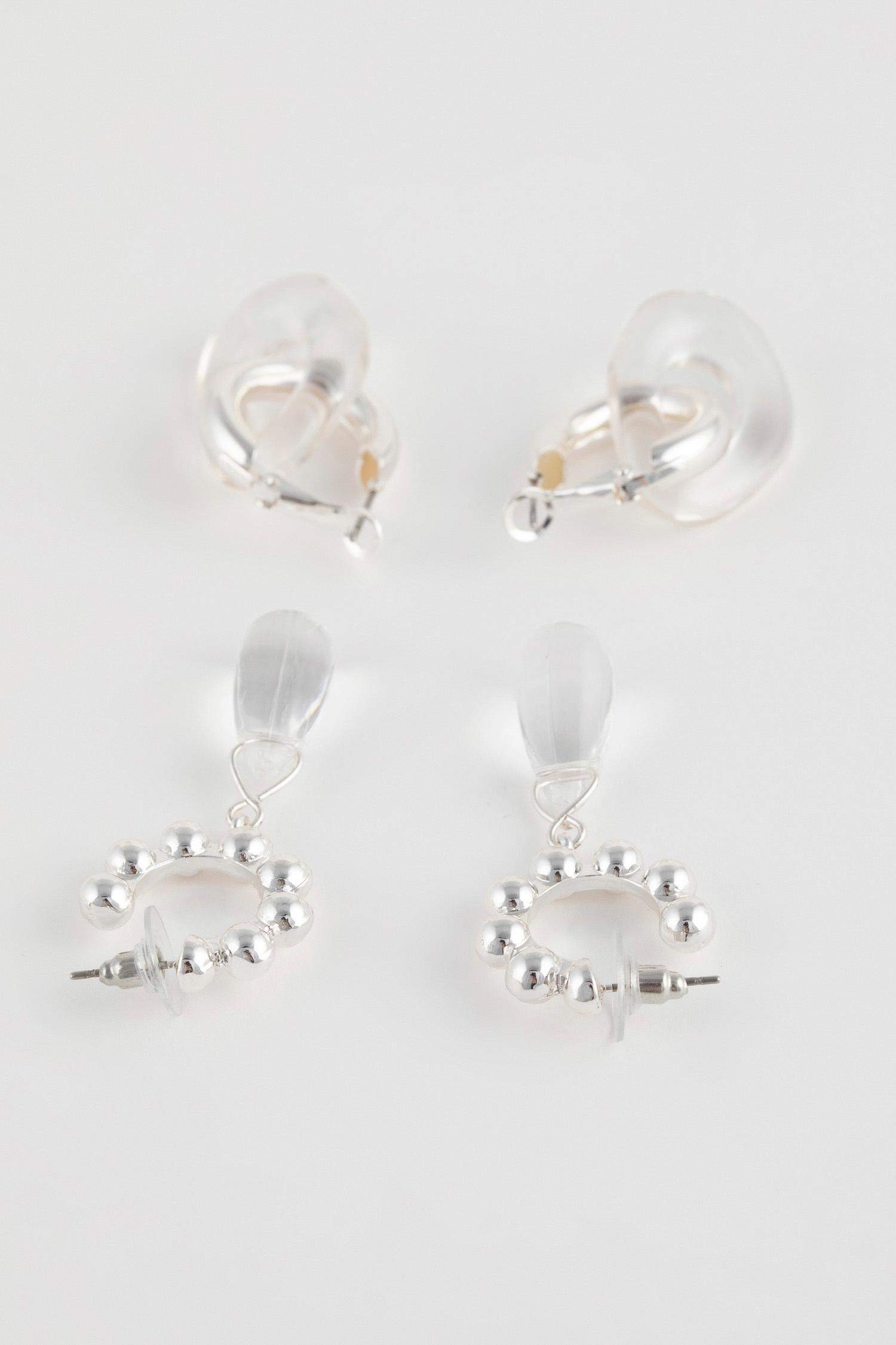 Woman 3 Piece Silver Earrings