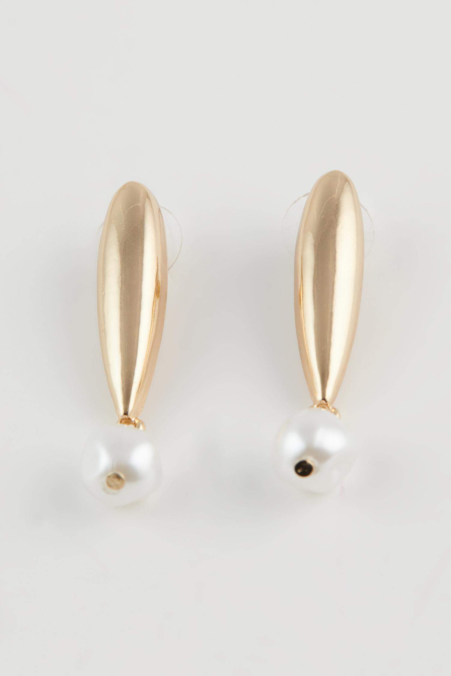 Kadın İncili Gold Küpe