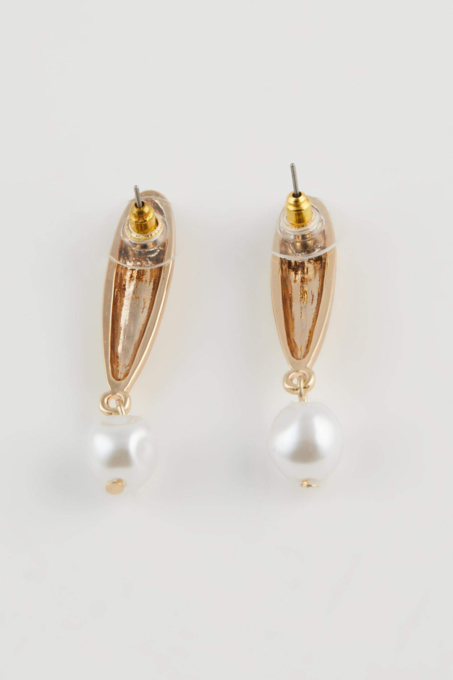 Kadın İncili Gold Küpe