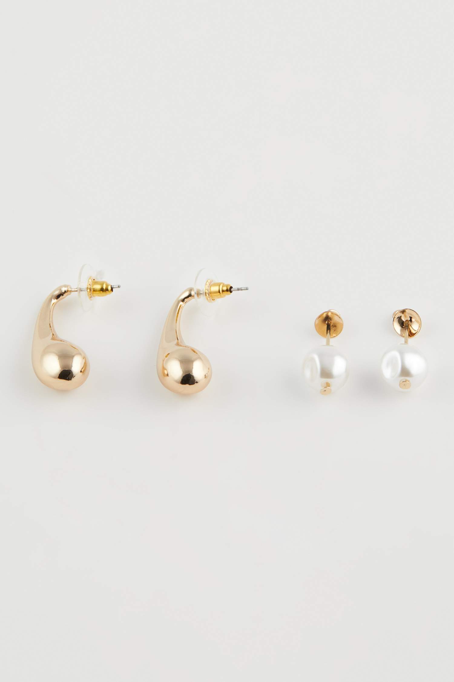 Kadın 2'li İncili Gold Küpe