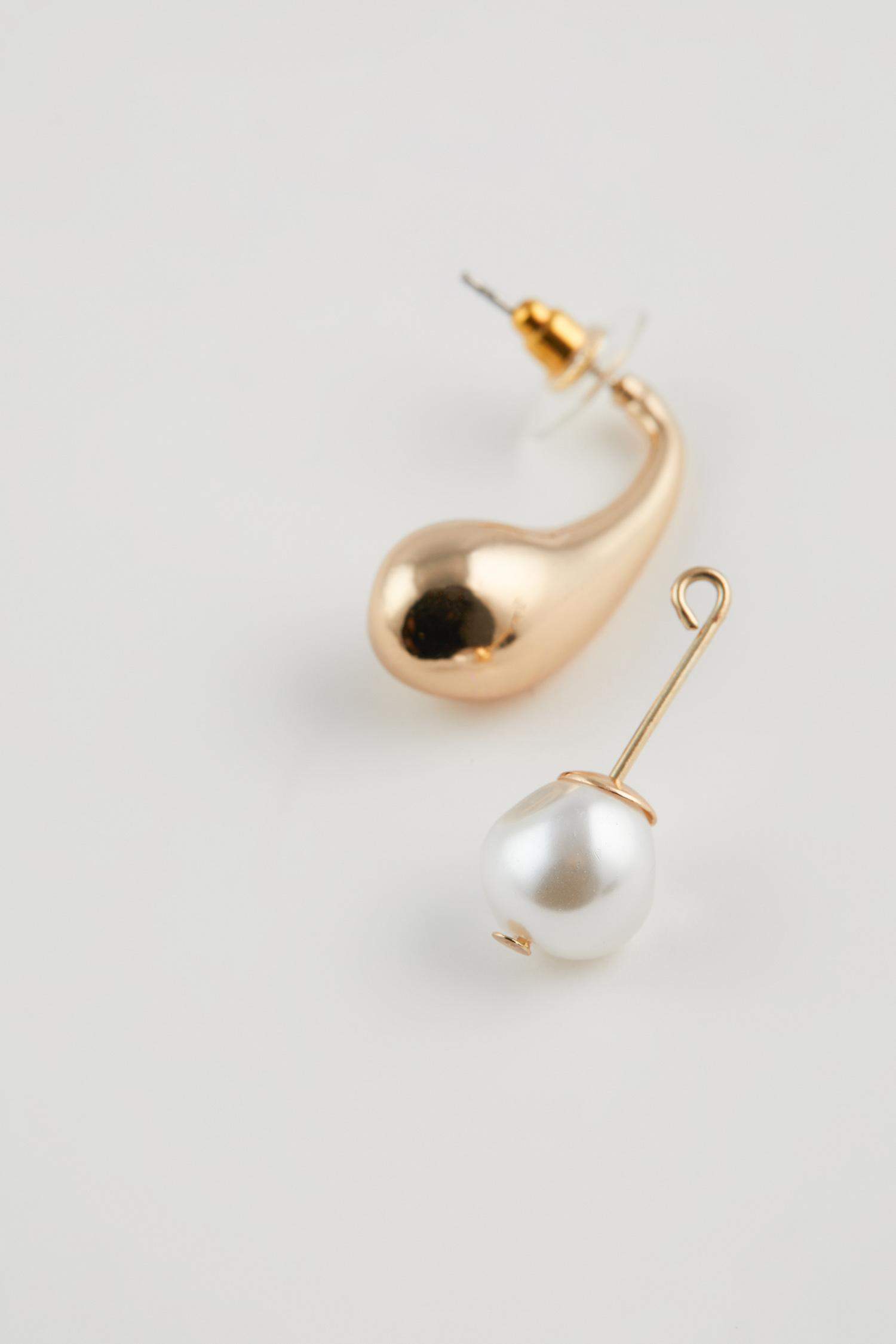 Kadın 2'li İncili Gold Küpe