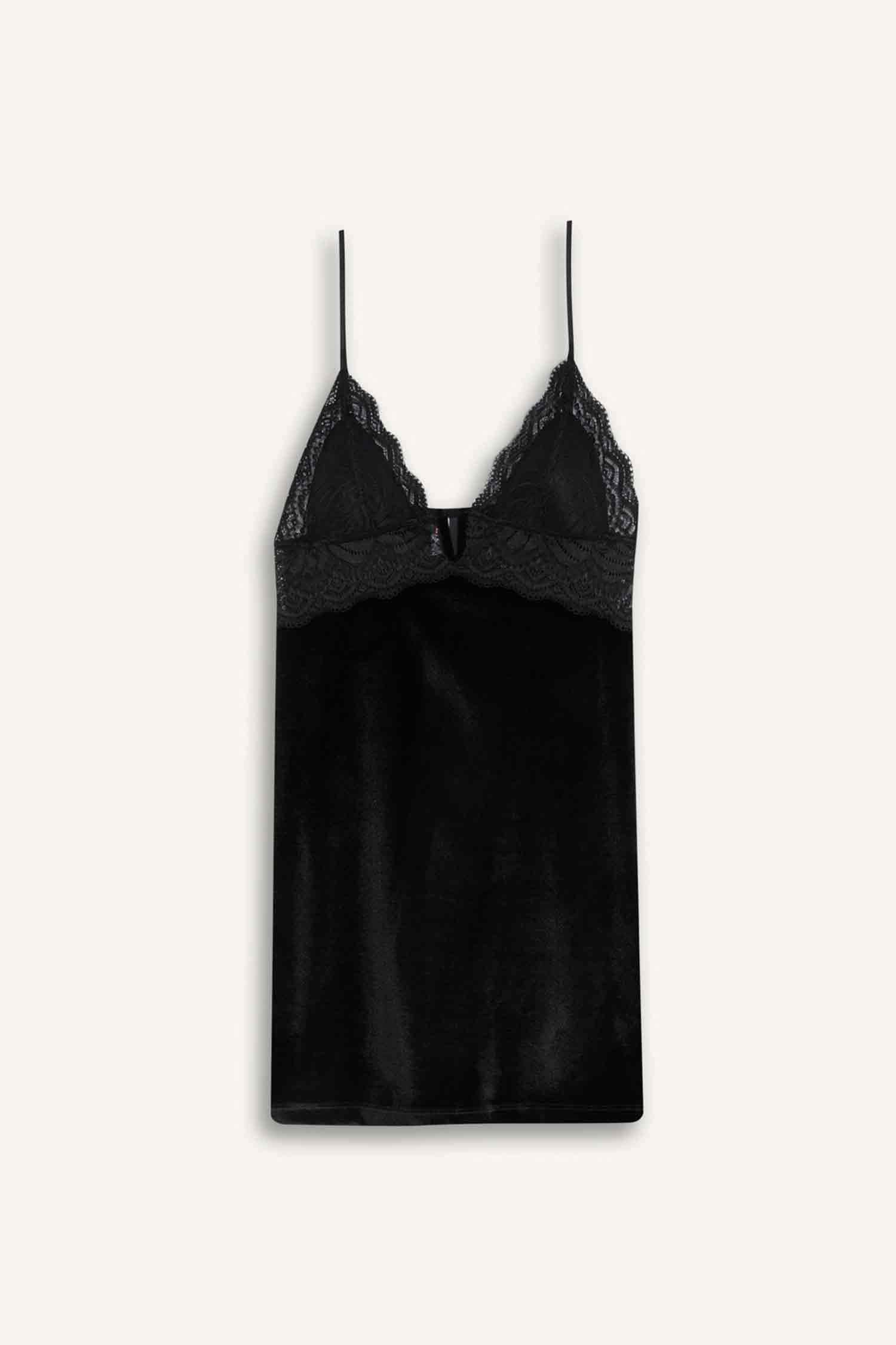 قميص نوم مخمل قصة عادية بياخة V Fall in Love من