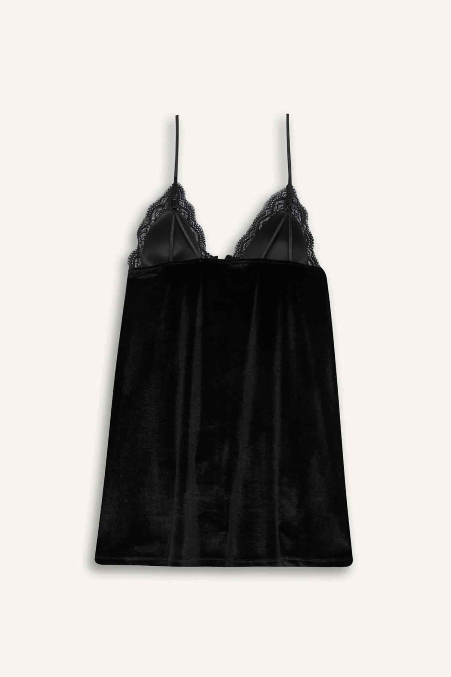 قميص نوم مخمل قصة عادية بياخة V Fall in Love من