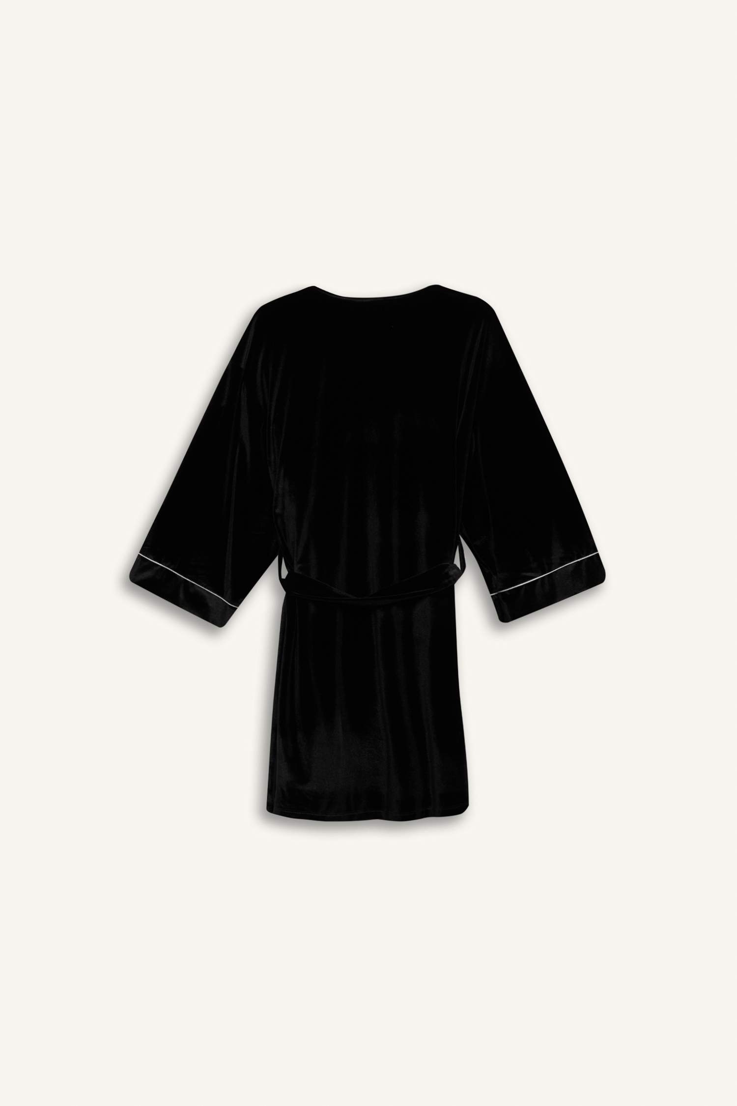 Regular Fit Wrap Yaka Kadife Yarım Kol Sabahlık-Fall in Love