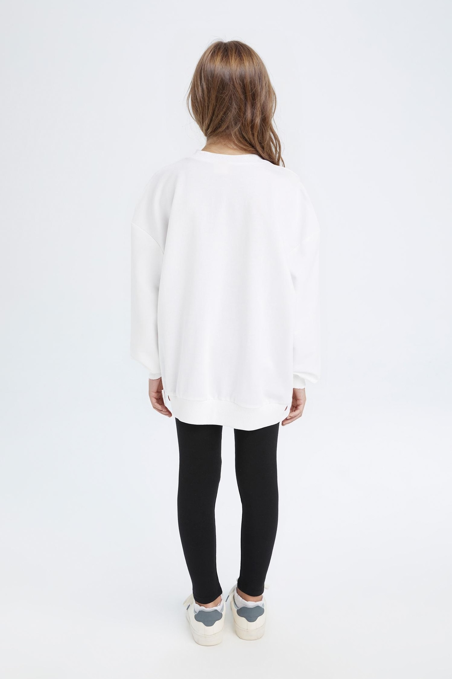 Kız Çocuk 2'li Takım Baskılı Sweatshirt Uzun Tayt