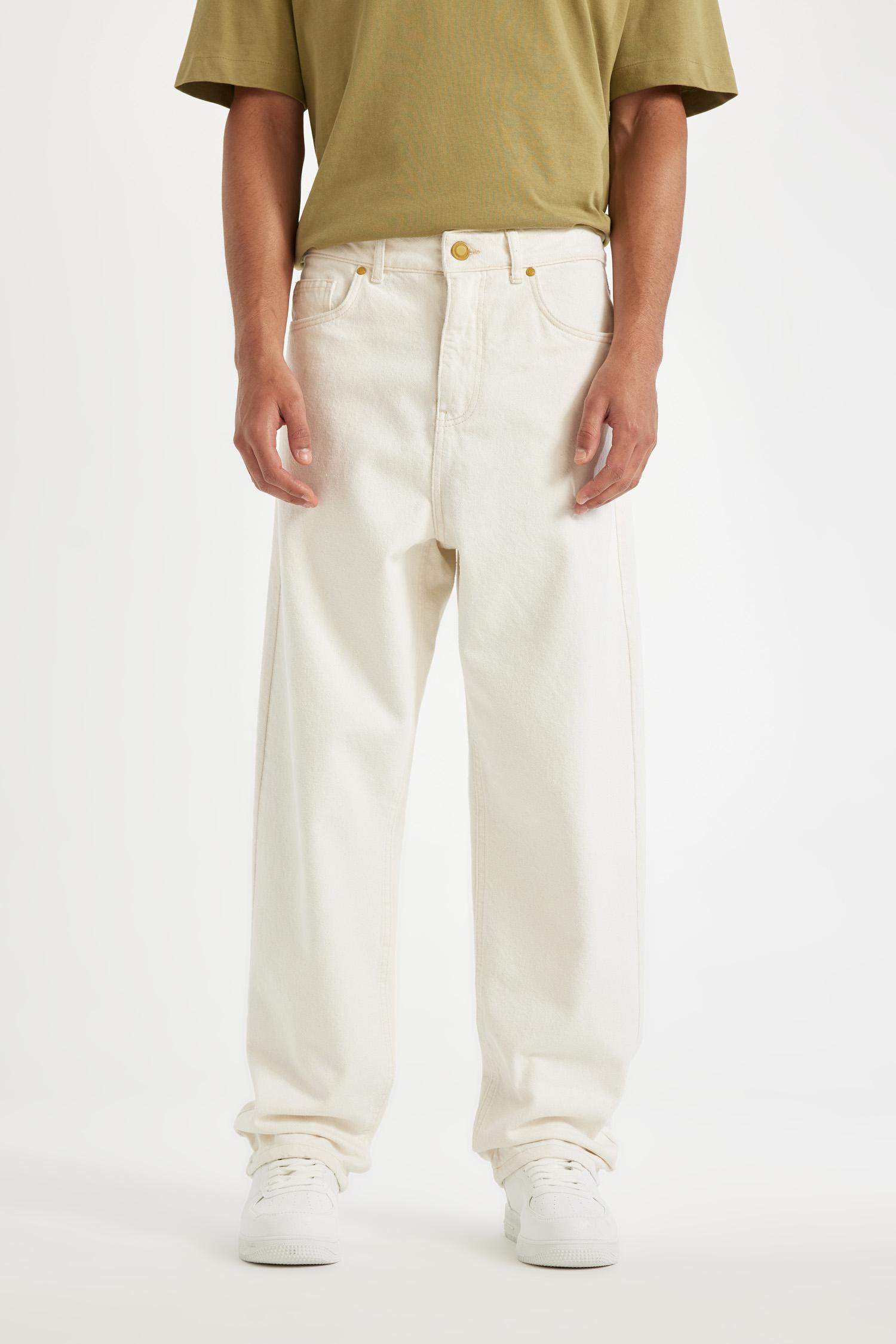 %100 Pamuk Baggy Fit Geniş Kalıp Normal Bel Geniş Paça Jean Pantolon