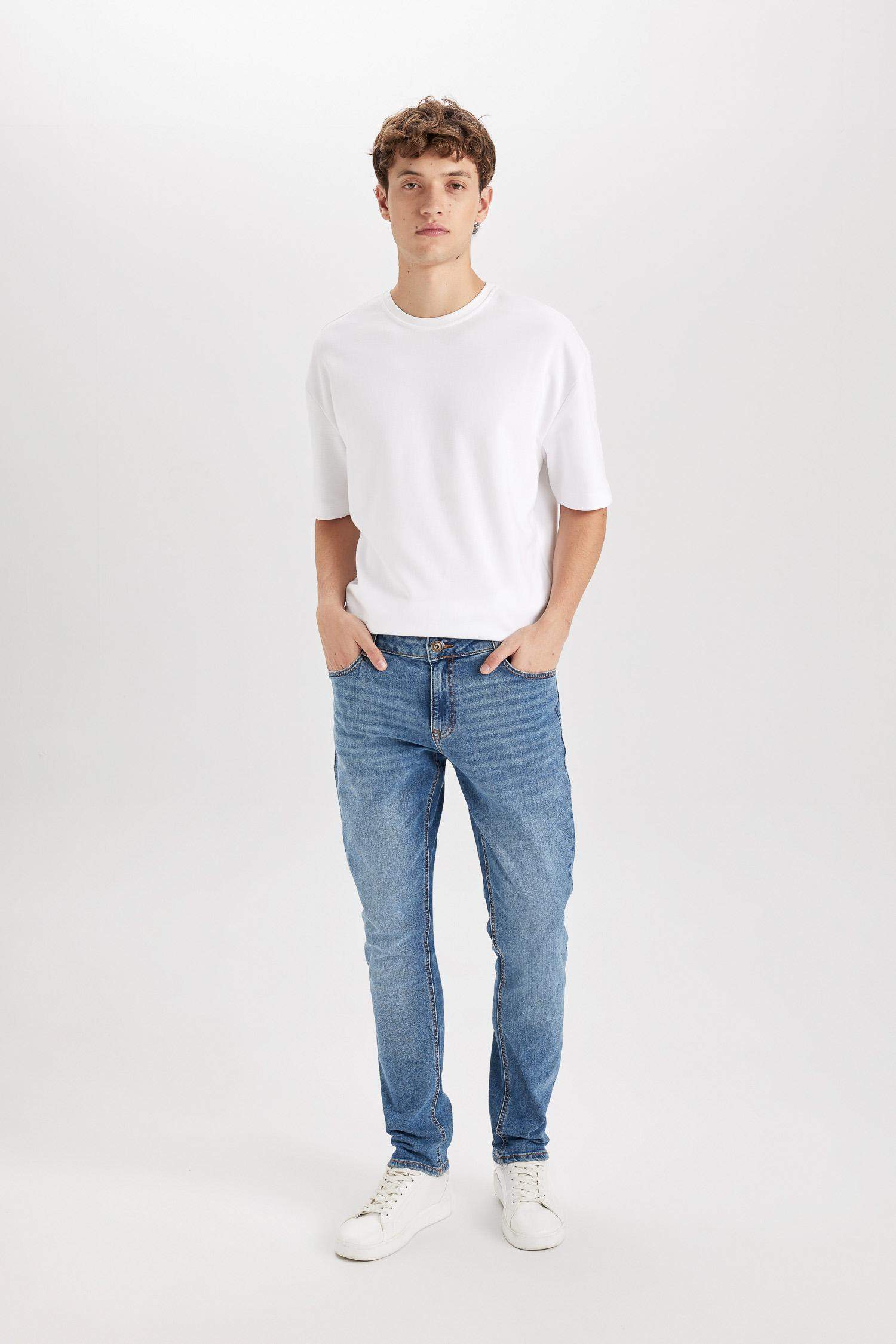 سروال جينز بيدرو سليم فيت بخصر عادي