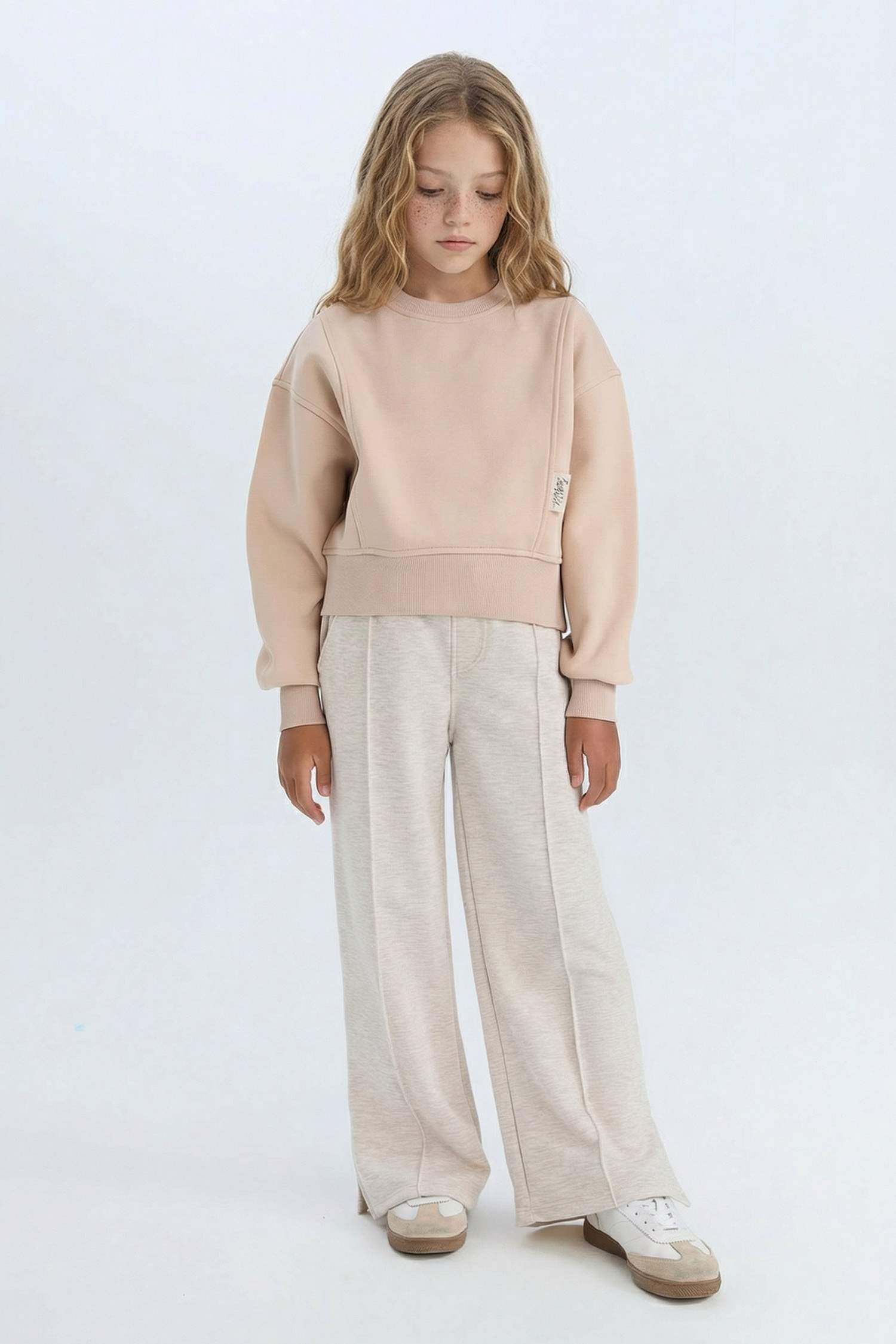 Kız Çocuk Wide Leg Beli Lastikli Eşofman Altı