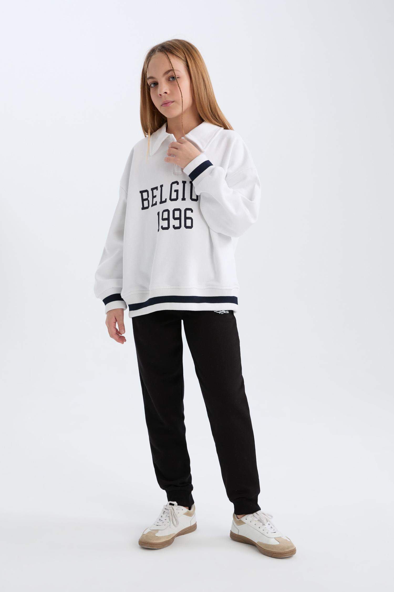 Kız Çocuk Beli Lastikli Baskılı Jogger Eşofman Altı