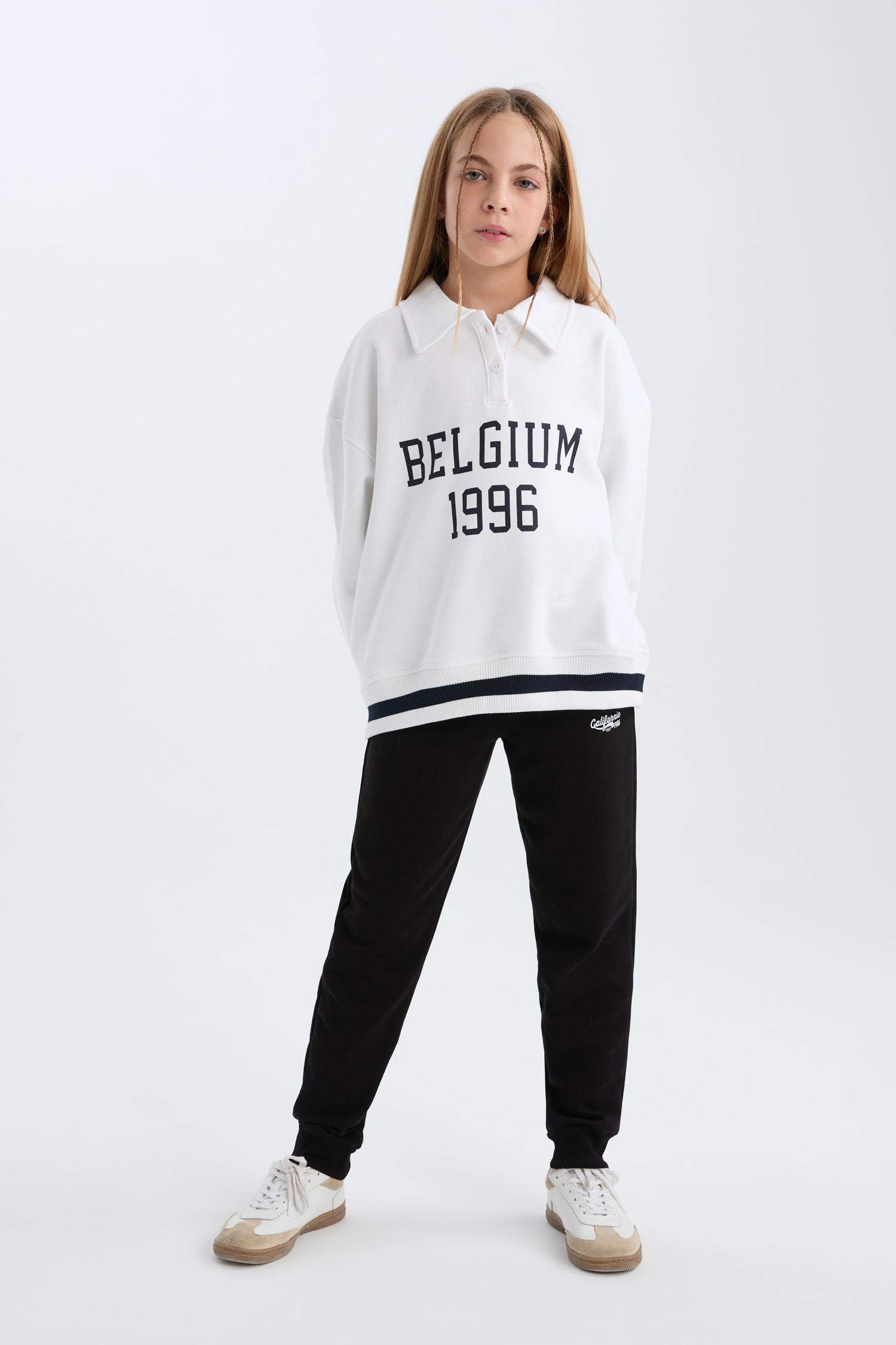 Kız Çocuk Beli Lastikli Baskılı Jogger Eşofman Altı