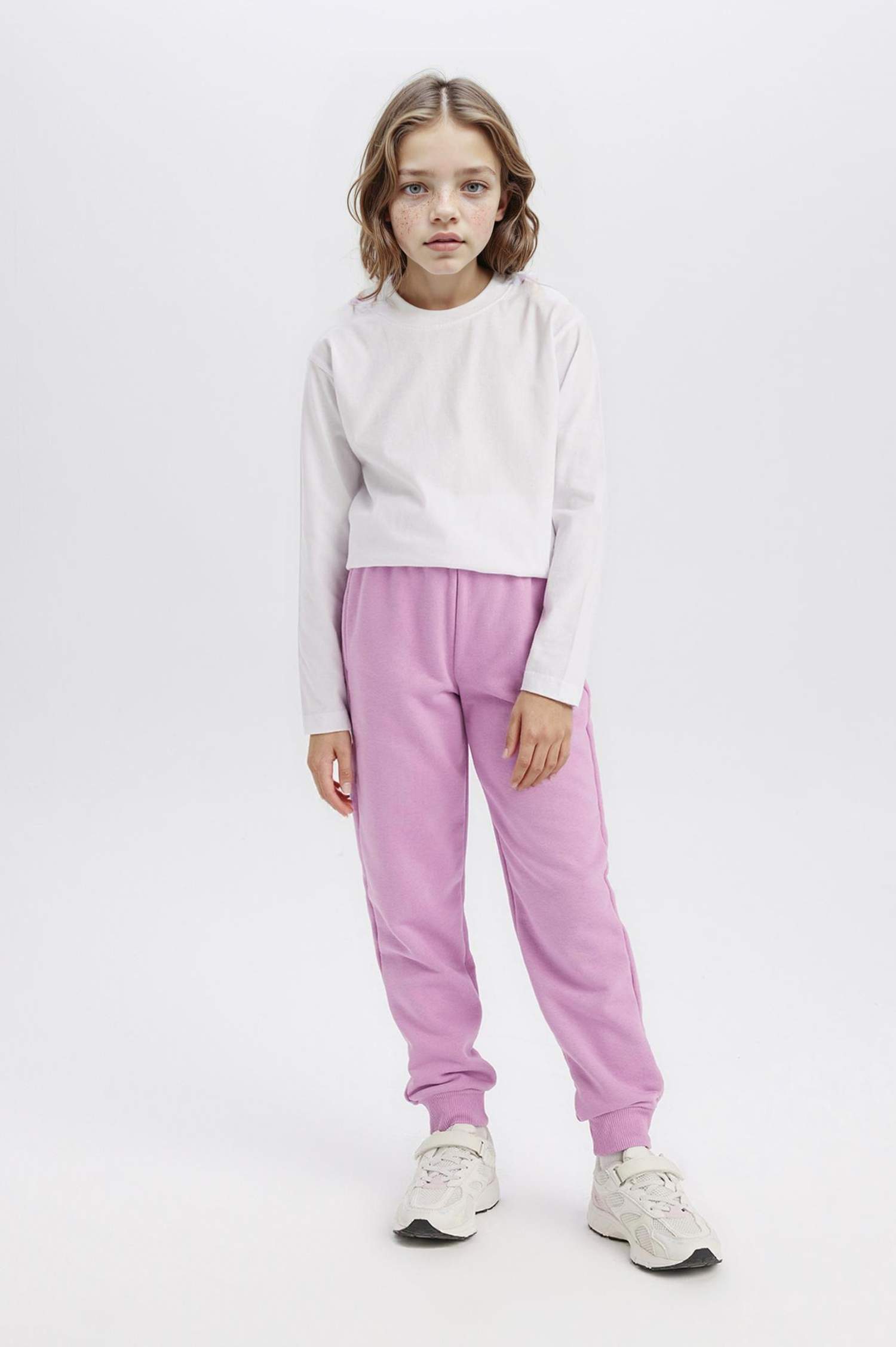 Kız Çocuk Beli Lastikli Baskılı Jogger Eşofman Altı