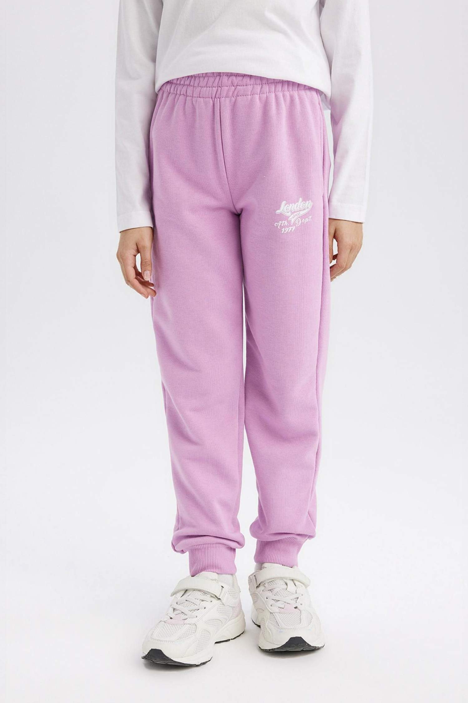 Kız Çocuk Beli Lastikli Baskılı Jogger Eşofman Altı