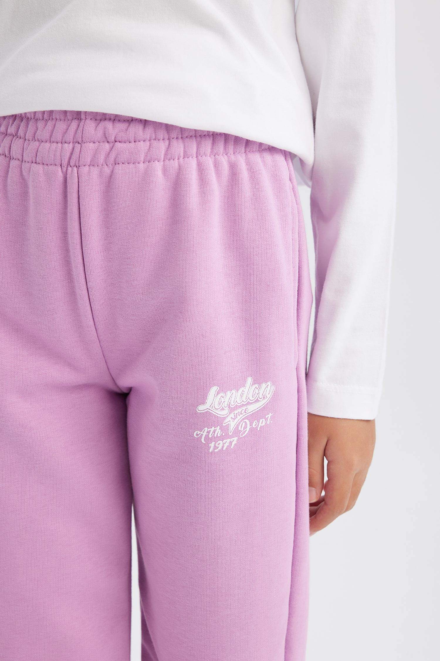 Kız Çocuk Beli Lastikli Baskılı Jogger Eşofman Altı