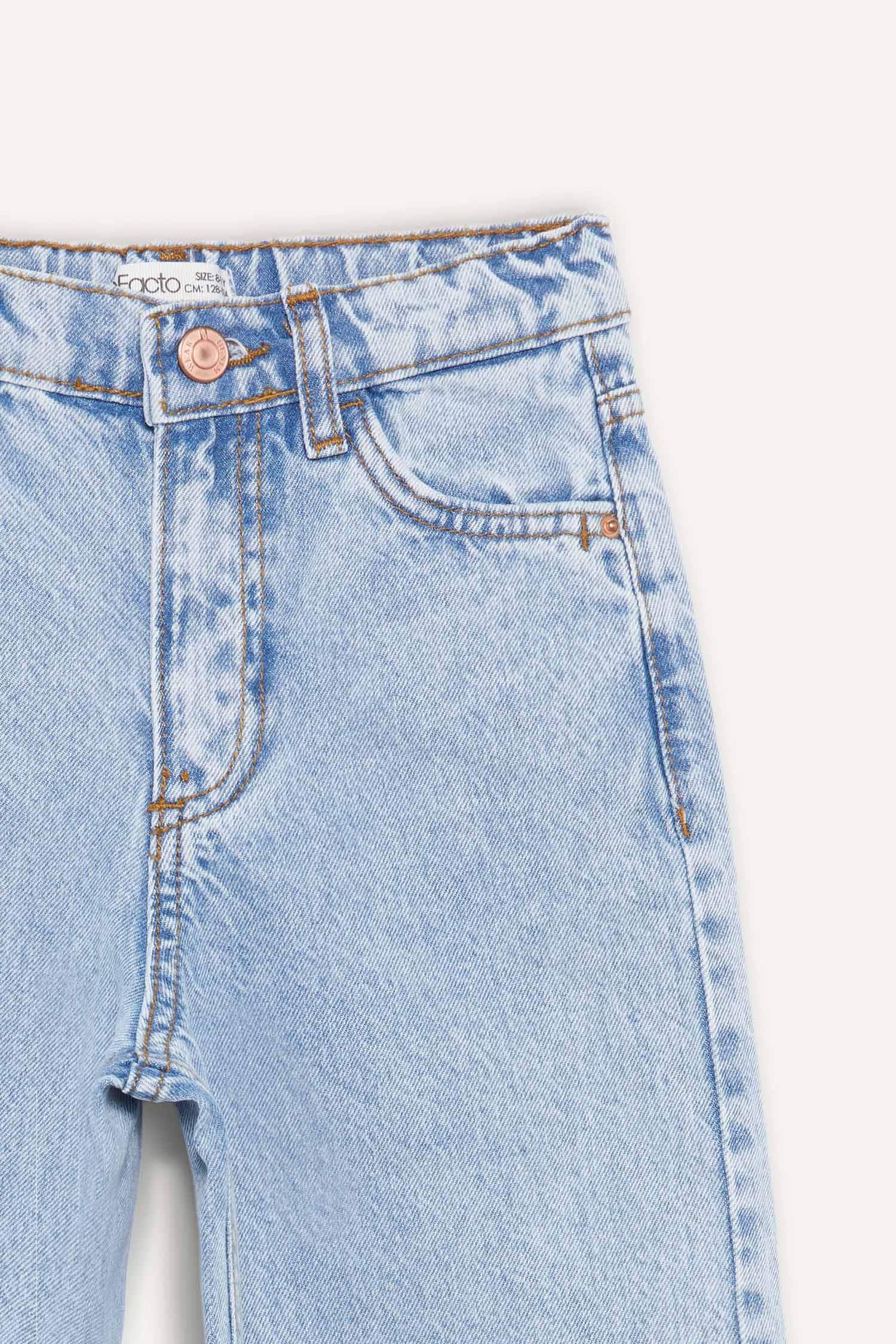 بنطرون جينز بناتي وايد ليج برجل واسع بجيب