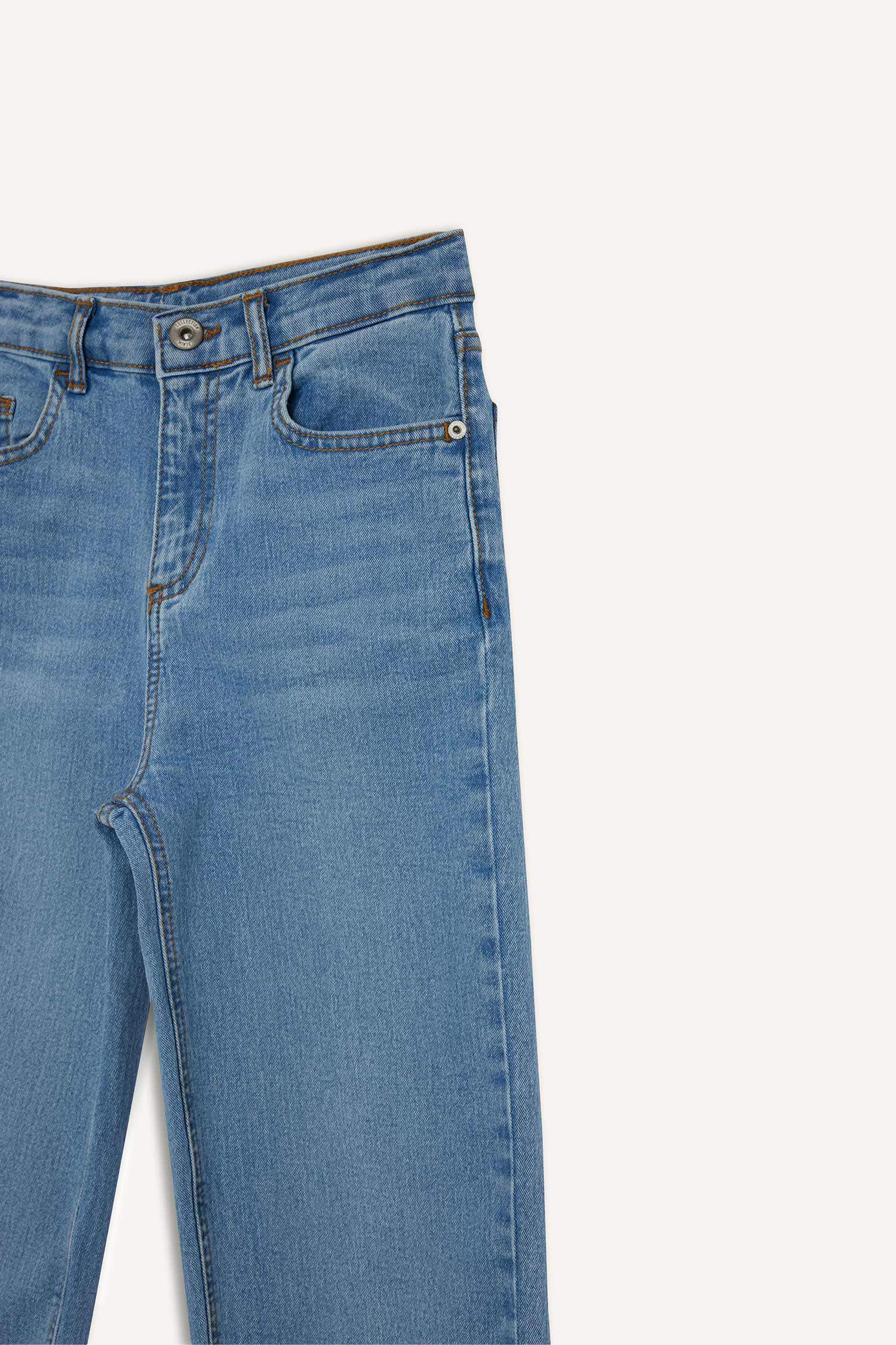 Erkek Çocuk Loose Fit Düz Paça Basic Düz Jean Pantolon