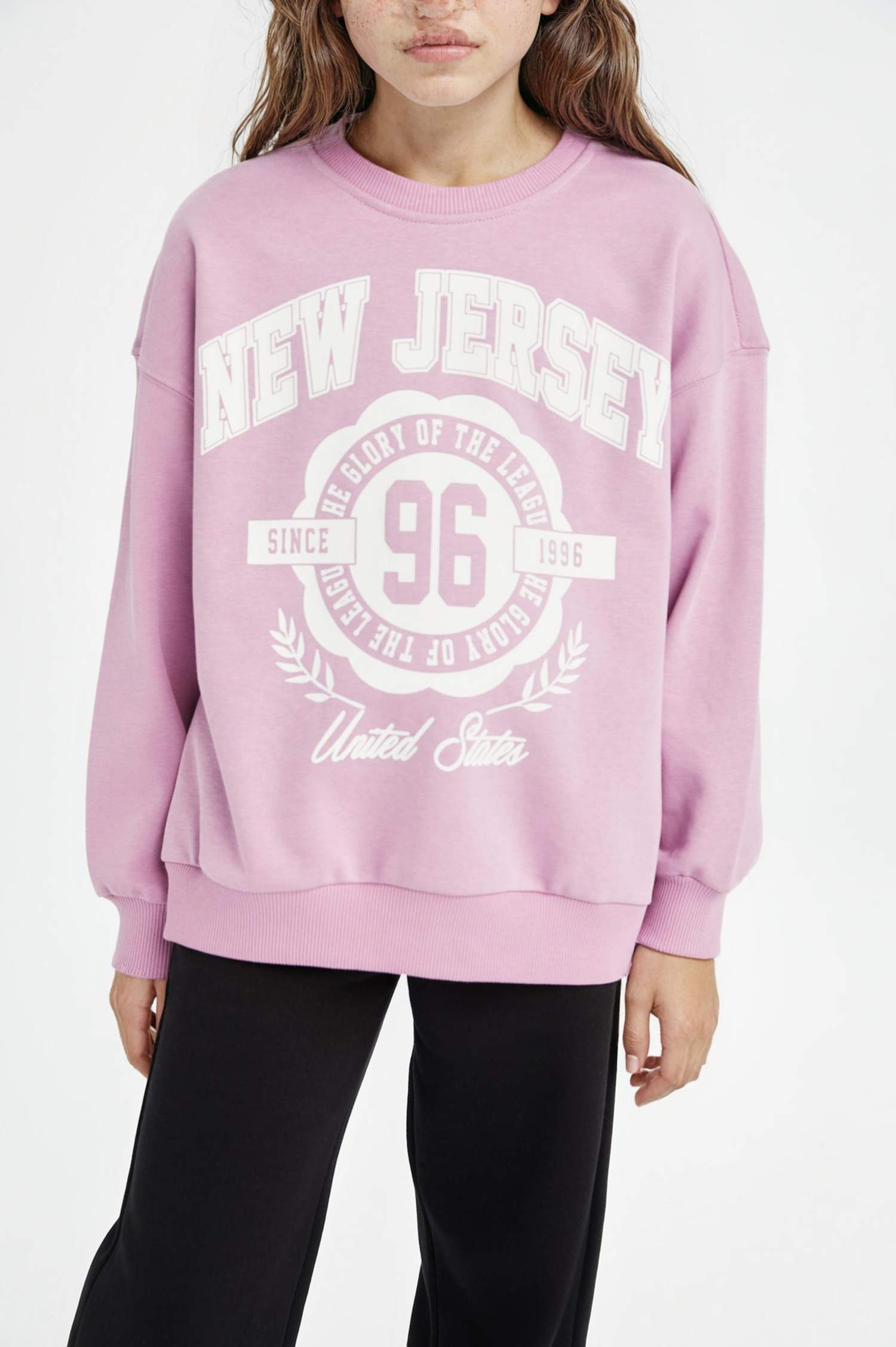 Kız Çocuk Relax Fit Bisiklet Yaka Baskılı Sweatshirt