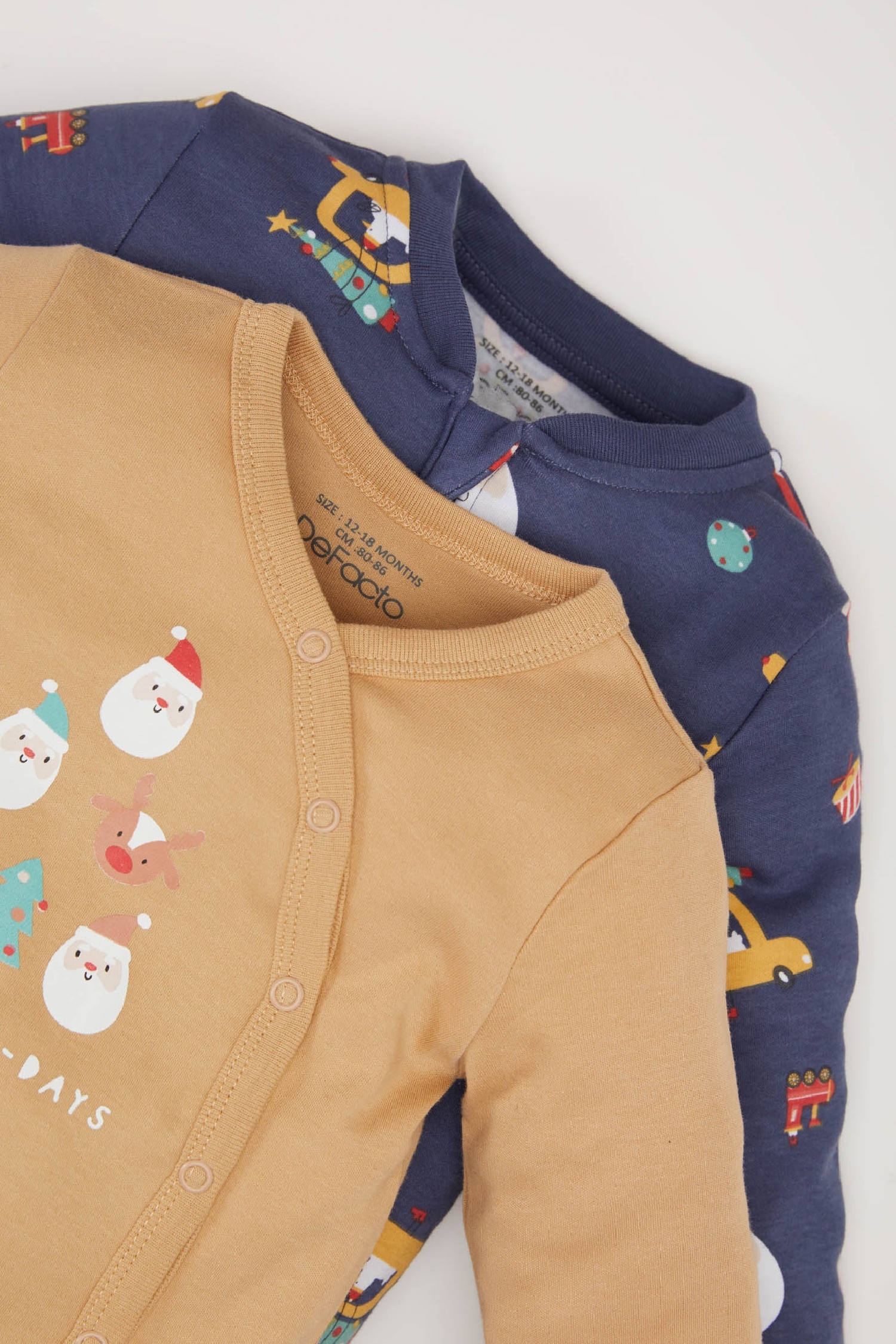 Erkek Bebek Yenidoğan Yılbaşı Temalı Uzun Kollu 2'li Tulum