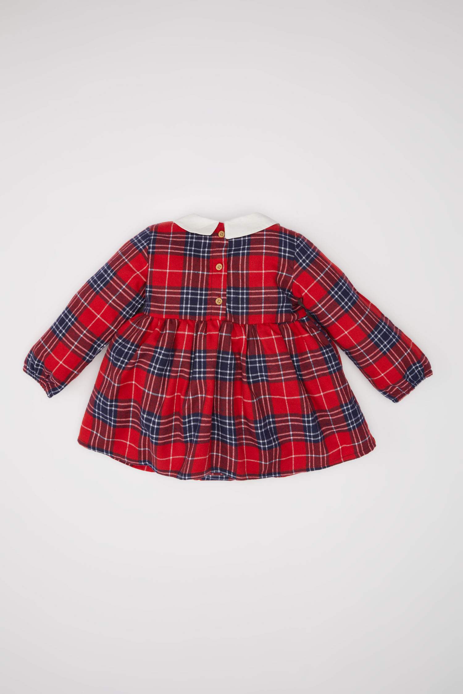 Kız Bebek Yenidoğan Yılbaşı Temalı 2'li Takım Bebe Yaka Kareli Flanel Elbise Külotlu Çorap