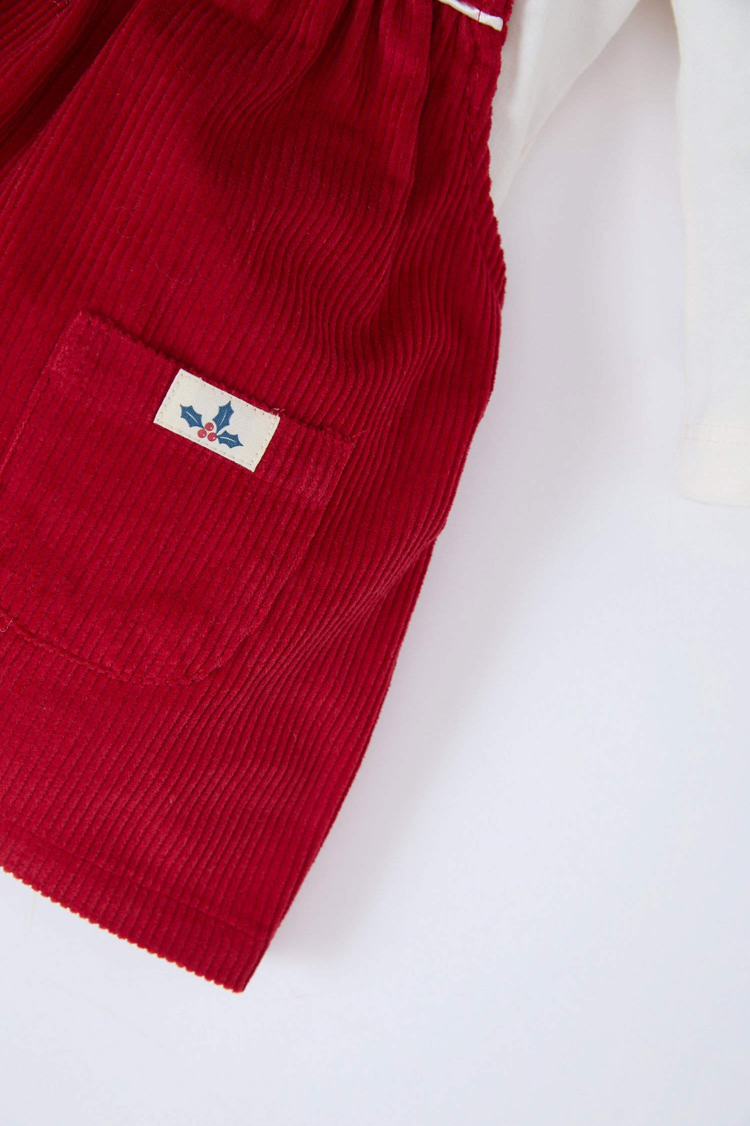 Kız Bebek 2'li Takım Bebe Yaka Uzun Kollu Üst Fitilli Kadife Salopet Elbise