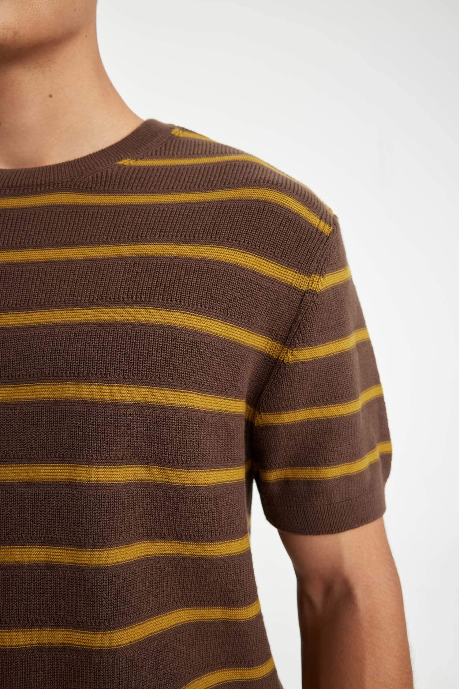 Standard Fit Crew Neck Cotton Striped T-Shirt
