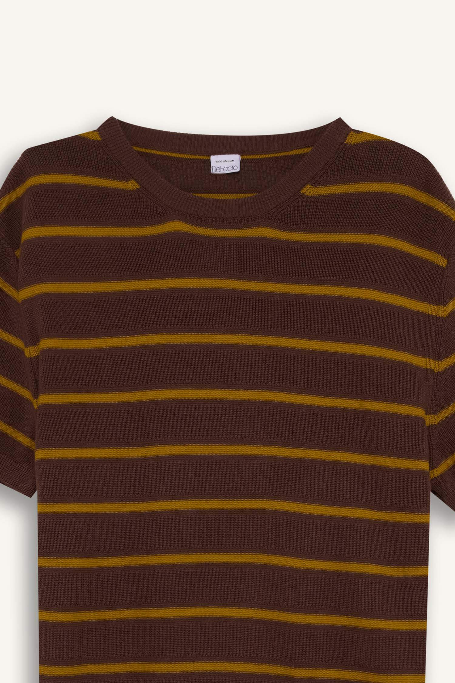 Standard Fit Crew Neck Cotton Striped T-Shirt