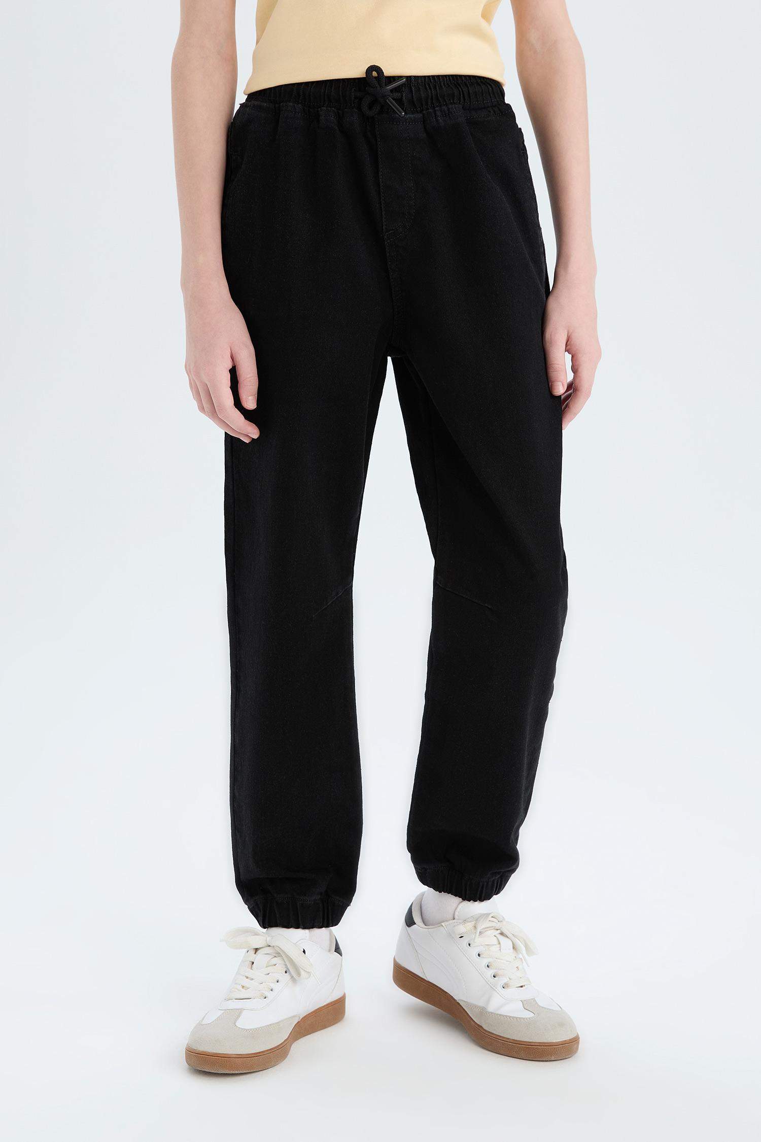 Erkek Çocuk Jogger Fit Esnek Bantlı Paça Jean Pantolon