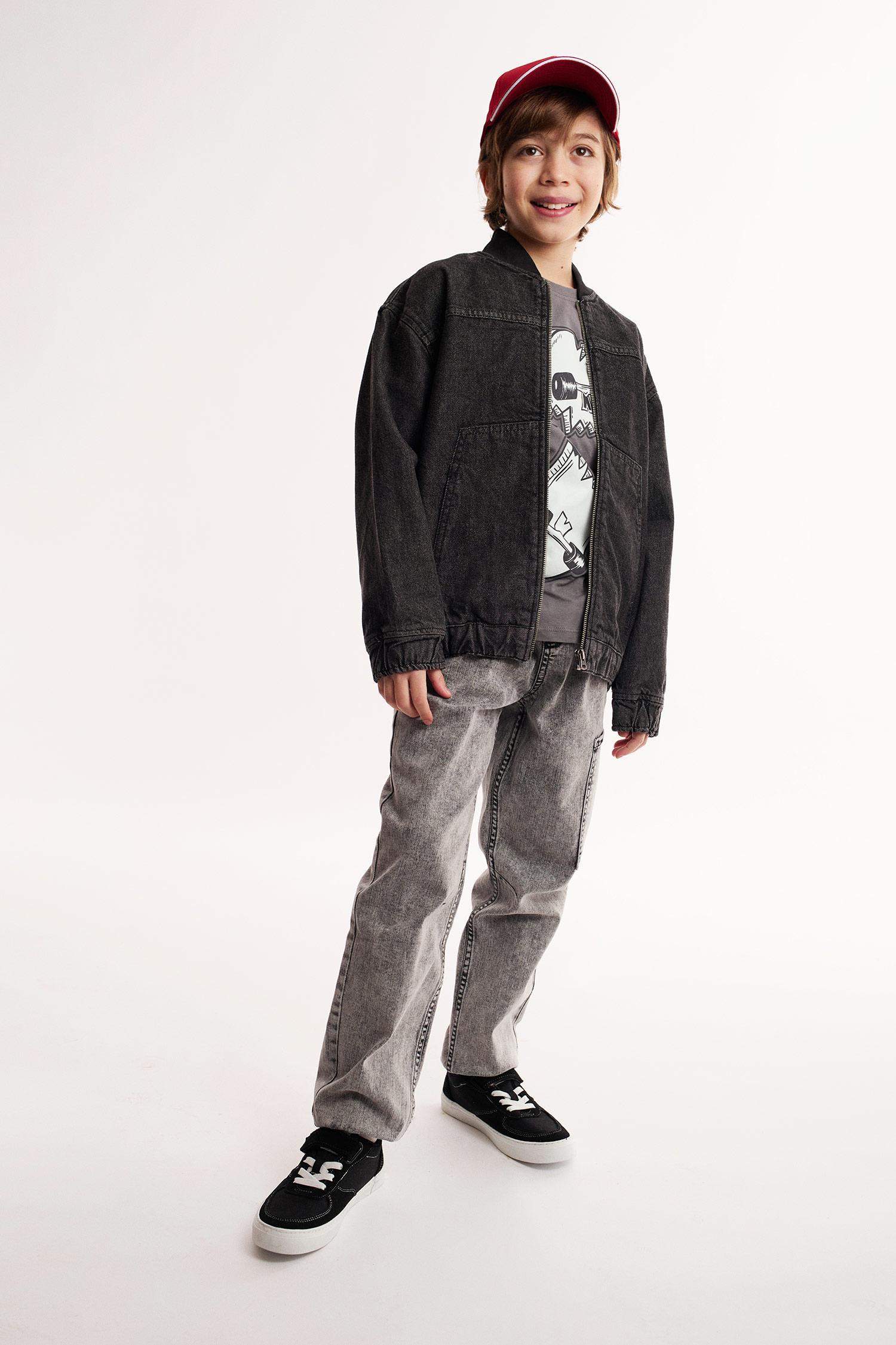 Erkek Çocuk Jogger Fit Esnek Bantlı Paça Jean Pantolon