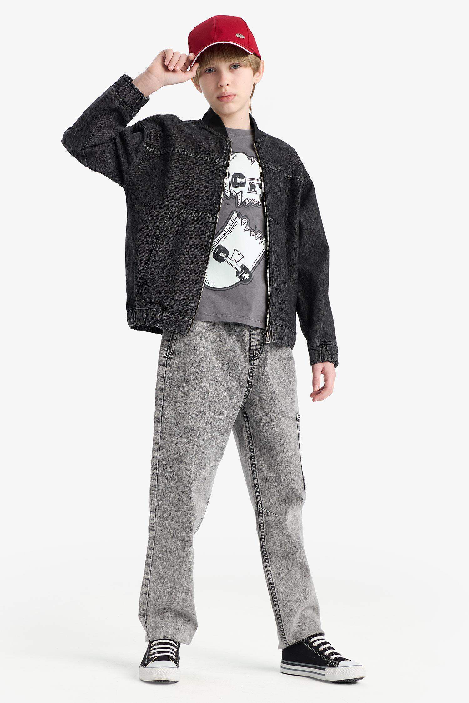 Erkek Çocuk Jogger Fit Esnek Bantlı Paça Jean Pantolon