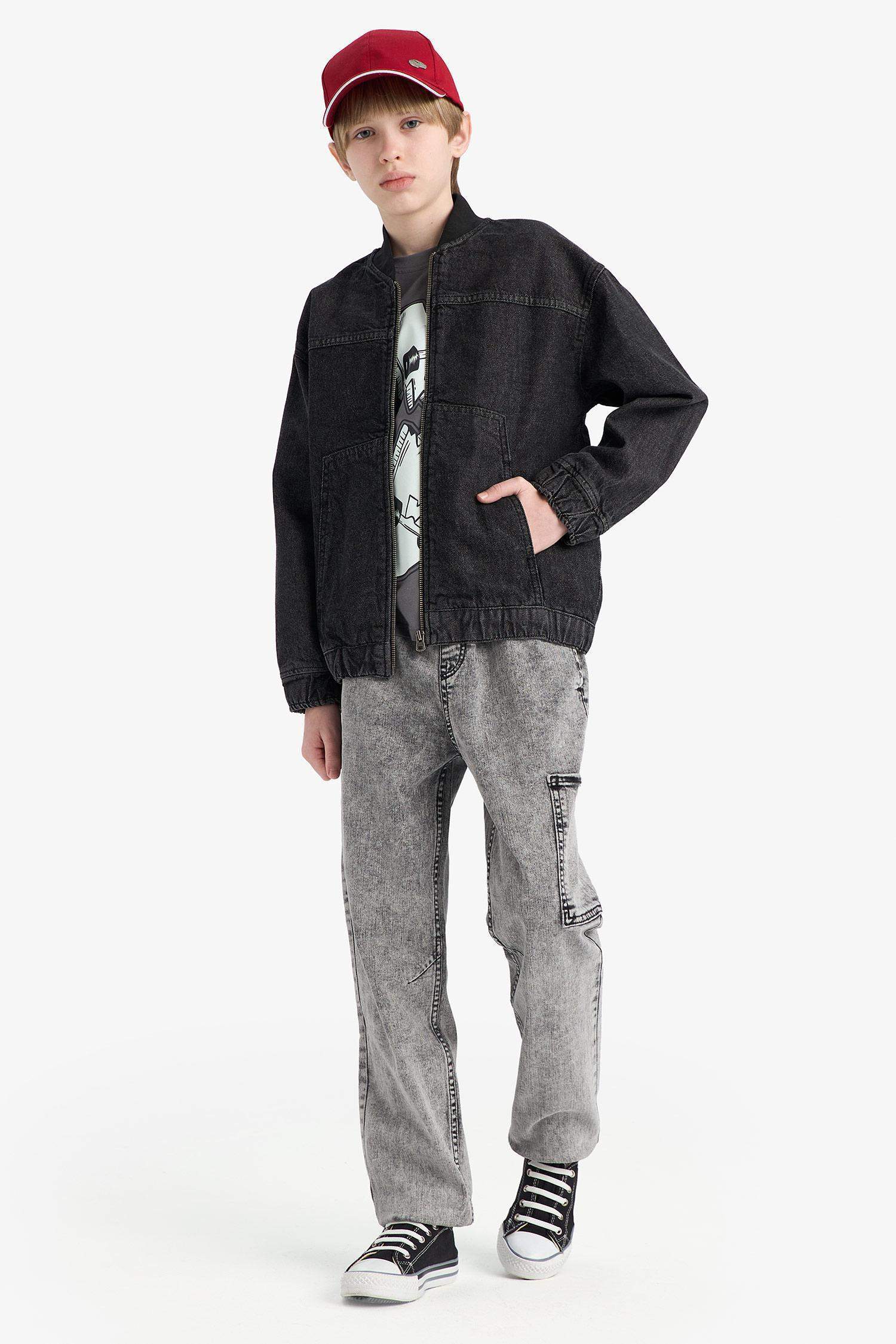 Erkek Çocuk Jogger Fit Esnek Bantlı Paça Jean Pantolon