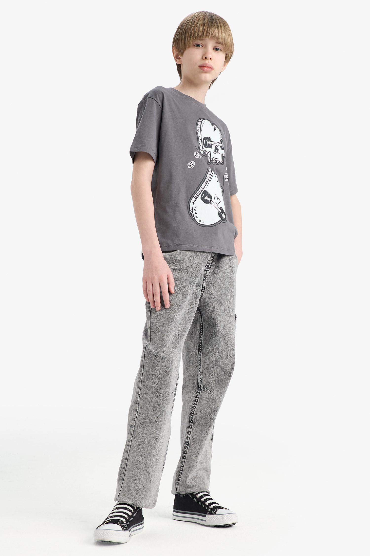 Erkek Çocuk Jogger Fit Esnek Bantlı Paça Jean Pantolon