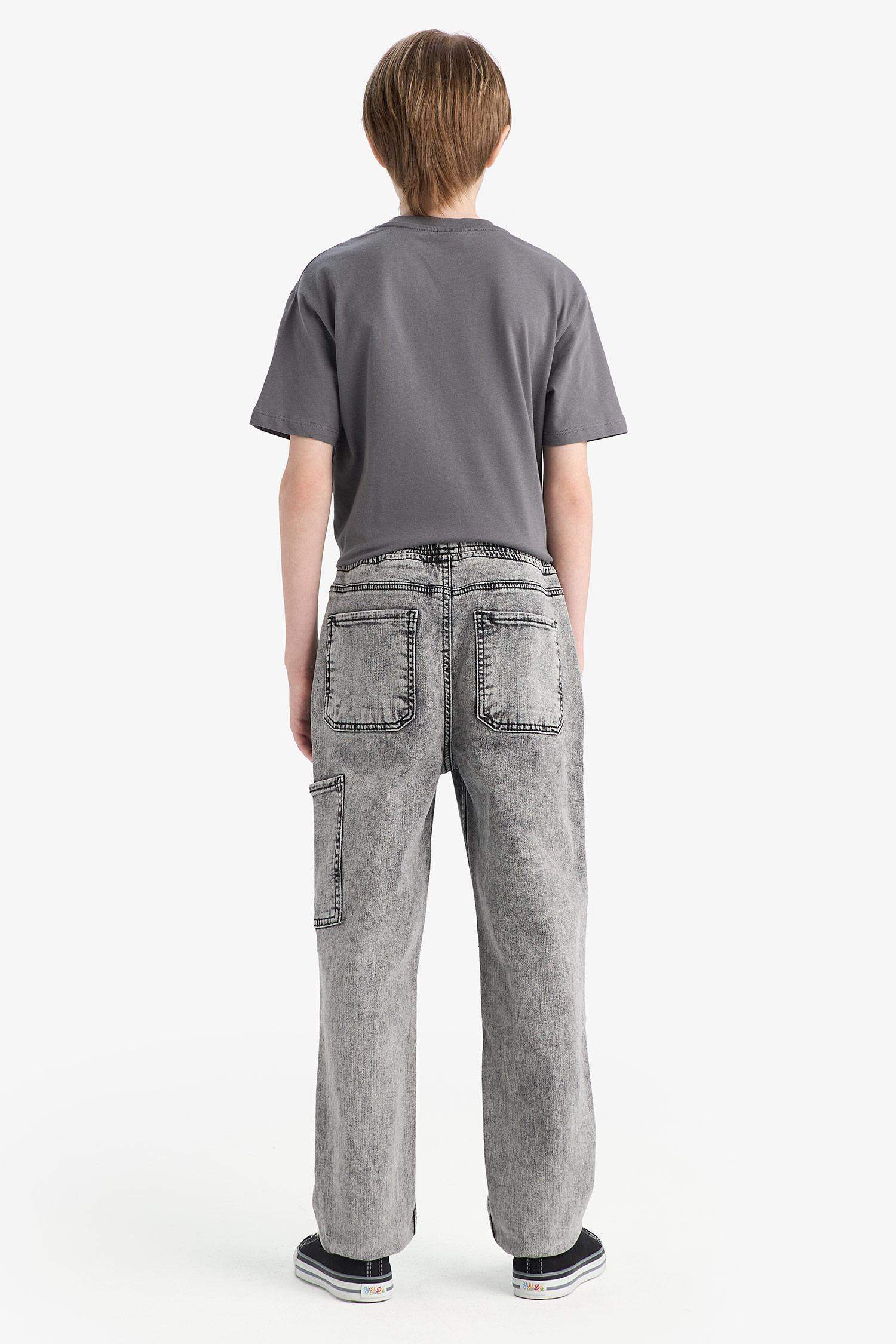 Erkek Çocuk Jogger Fit Esnek Bantlı Paça Jean Pantolon