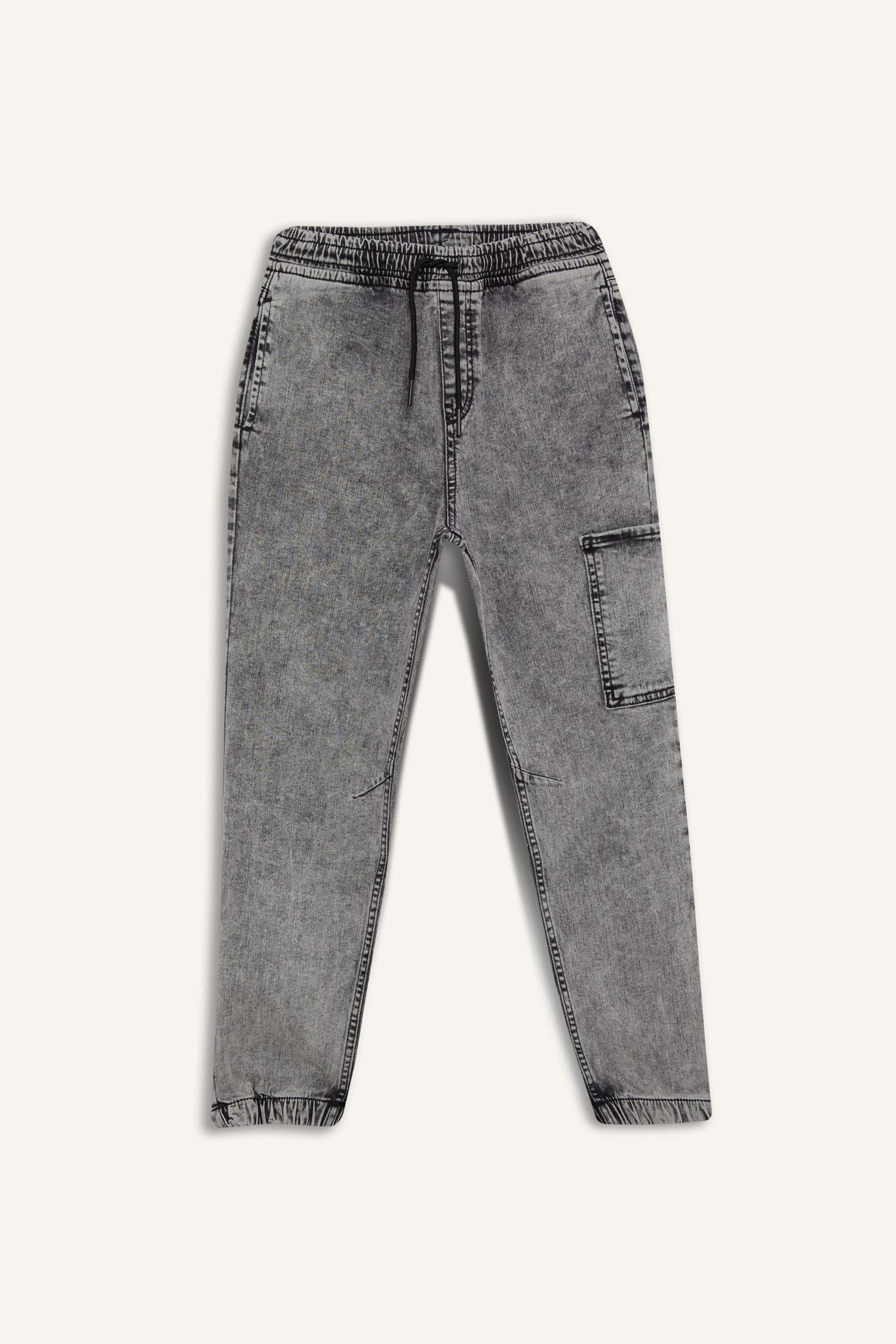 Erkek Çocuk Jogger Fit Esnek Bantlı Paça Jean Pantolon