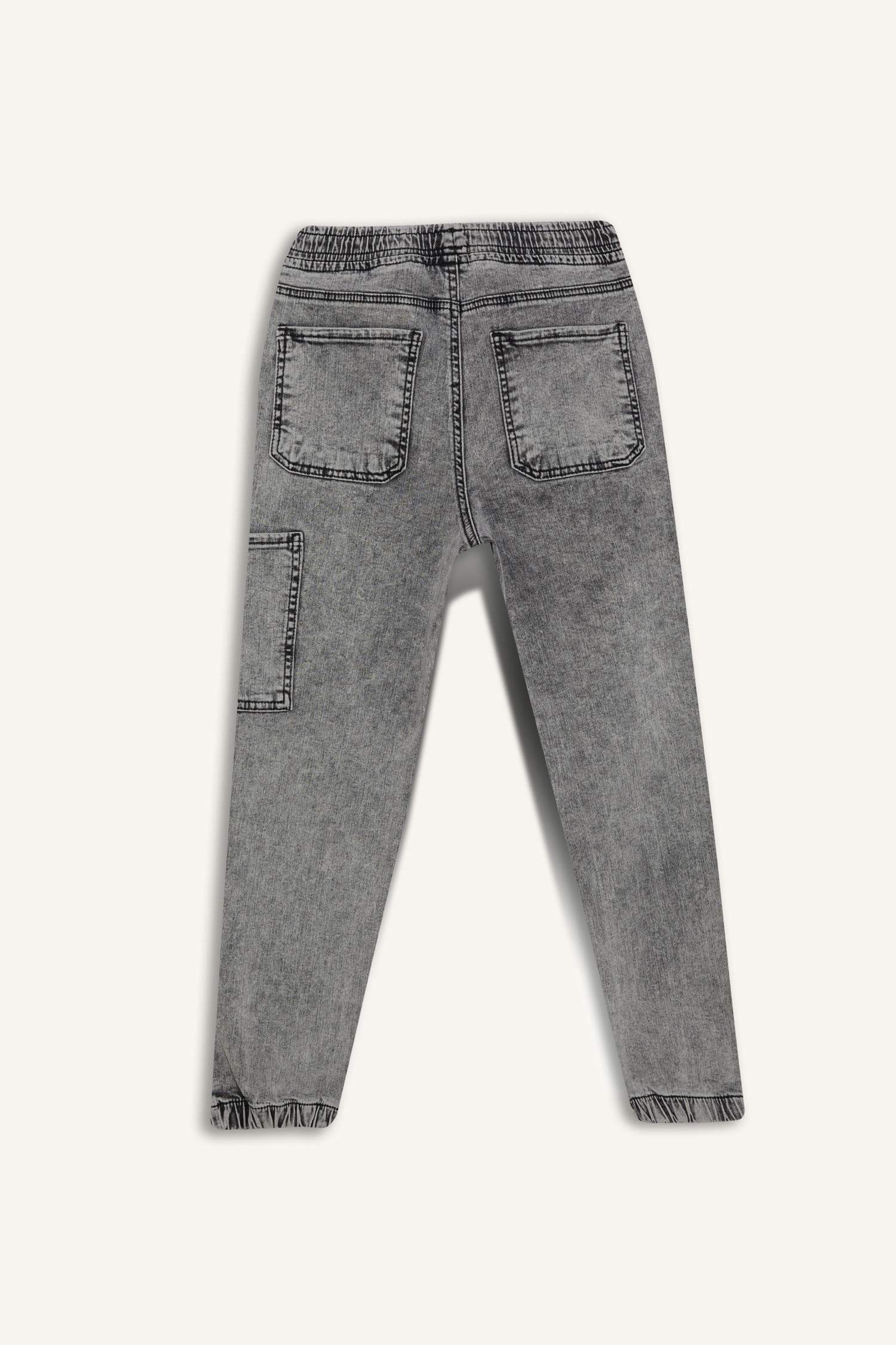 Erkek Çocuk Jogger Fit Esnek Bantlı Paça Jean Pantolon