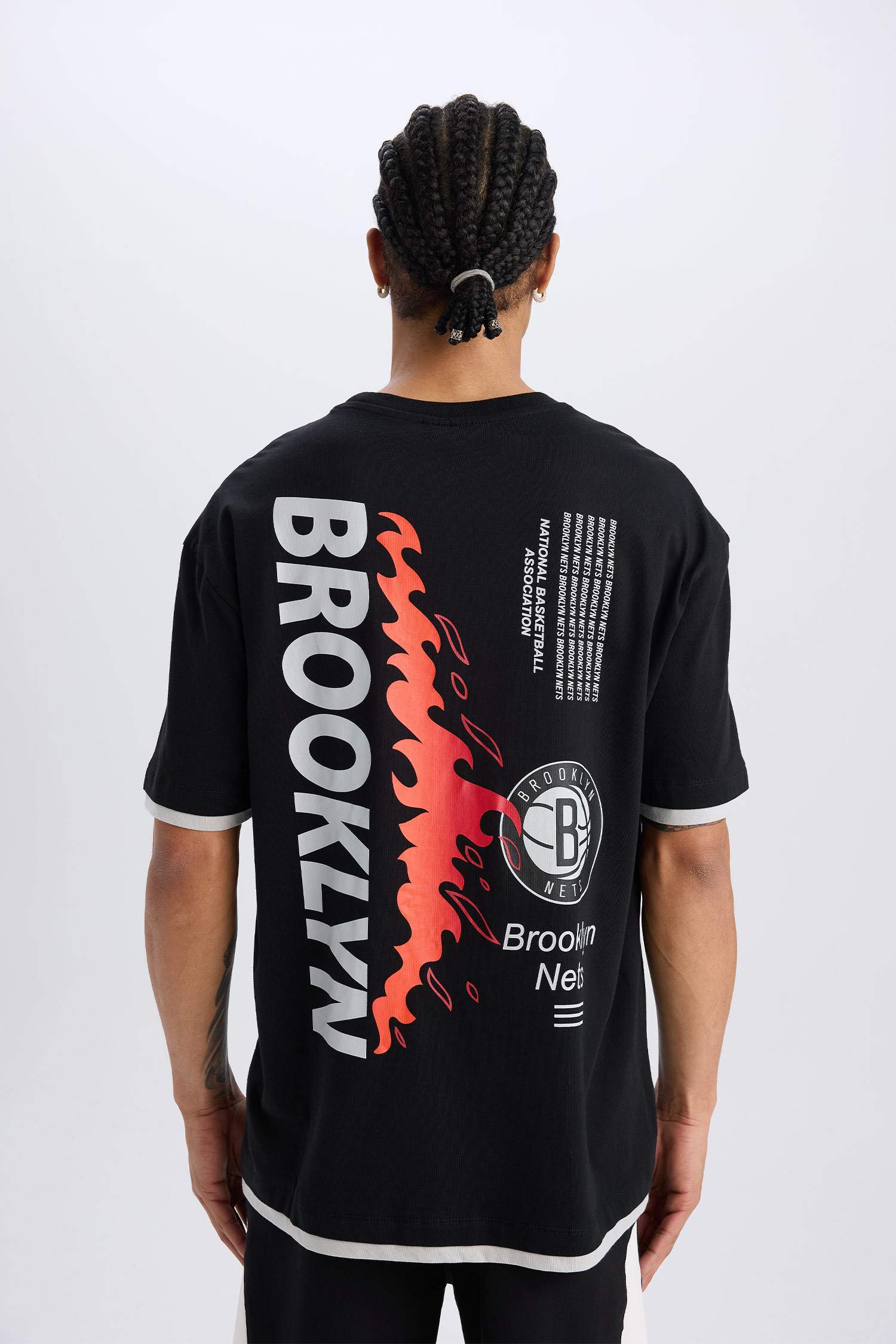 Oversize футболка DeFactoFit NBA Brooklyn Nets, свободный крой, спортивный стиль, короткий рукав