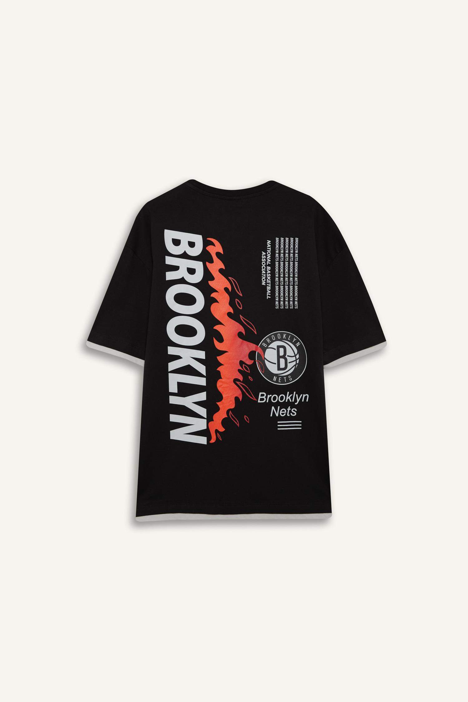 Oversize футболка DeFactoFit NBA Brooklyn Nets, свободный крой, спортивный стиль, короткий рукав