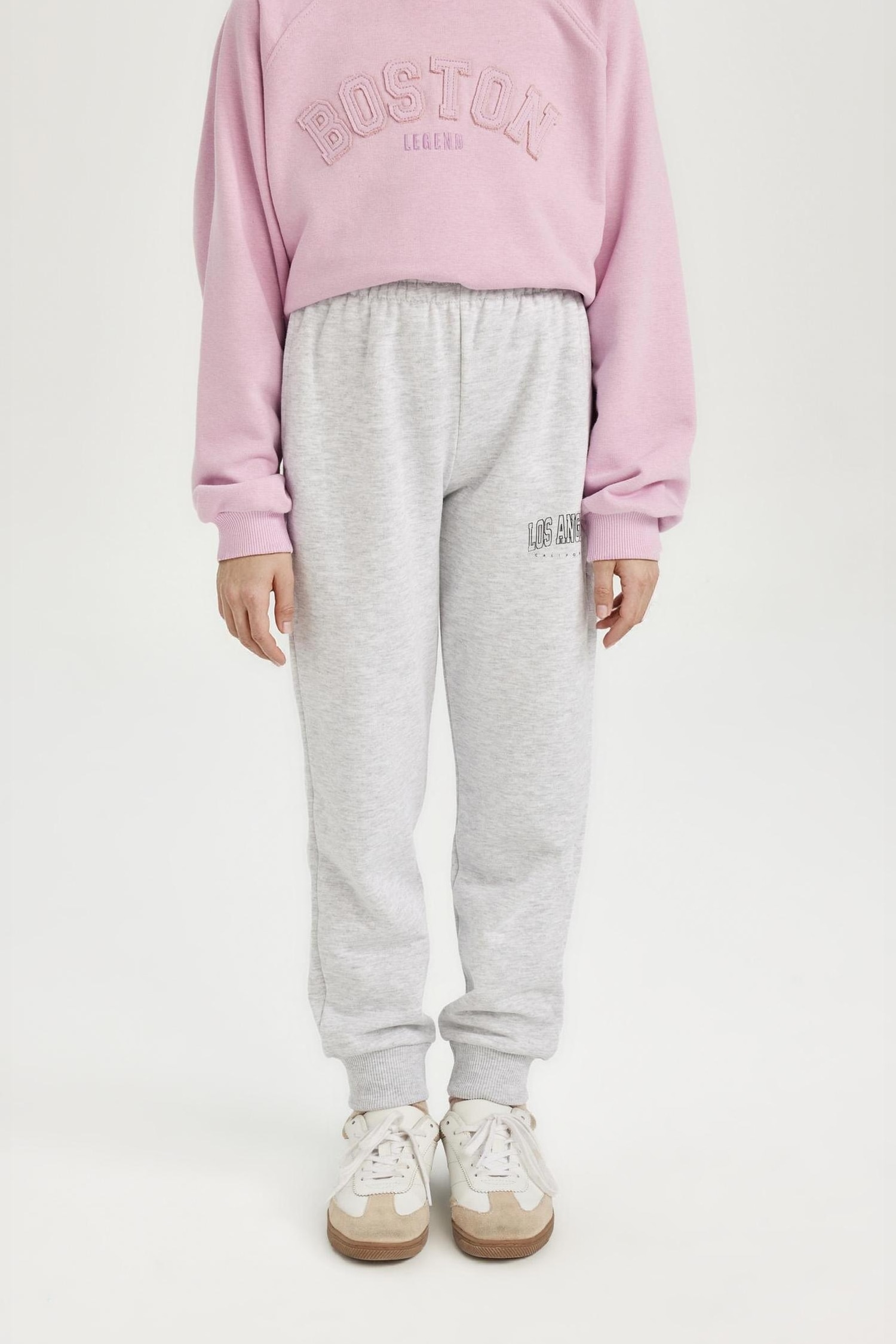 Kız Çocuk Beli Lastikli Baskılı Jogger Eşofman Altı