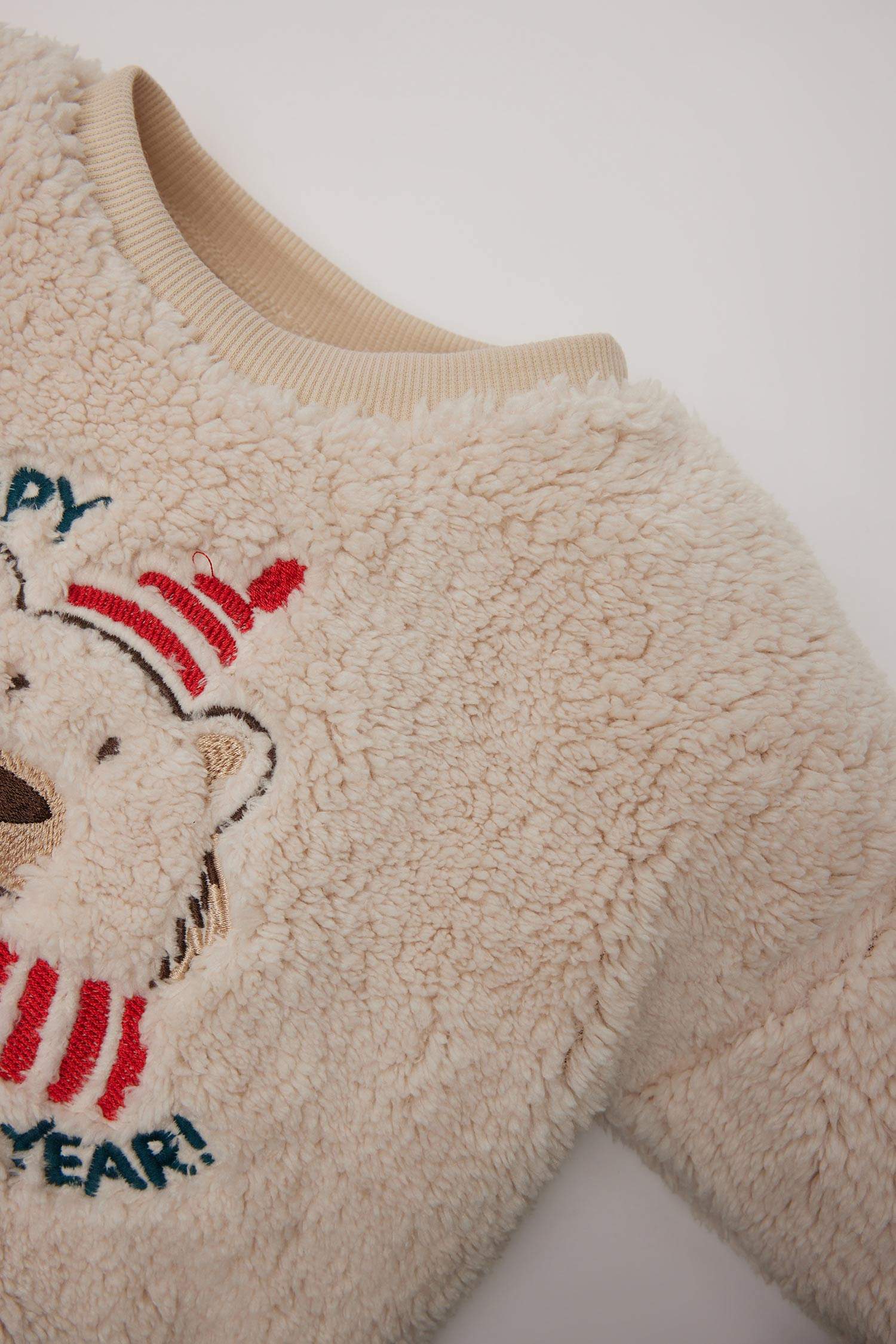 Baby Boy Crew Neck Christmas Themed Plush Sweatshirt