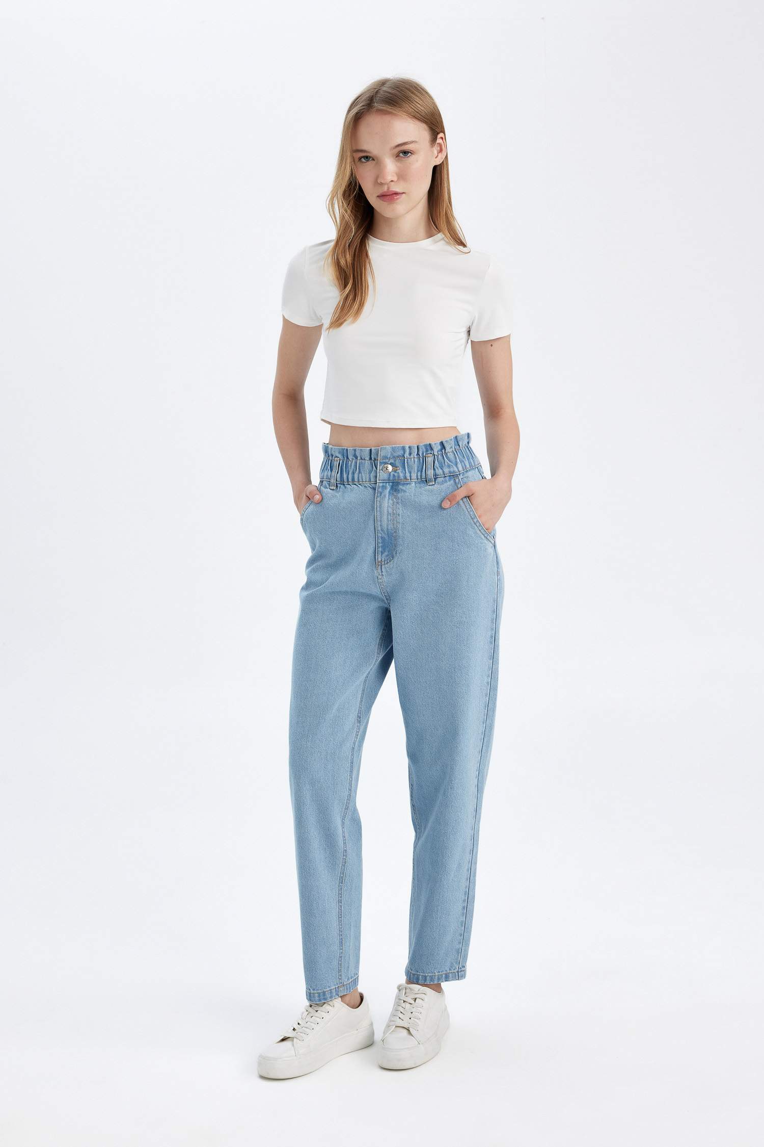 Paperbag High Waist Crop Jeans