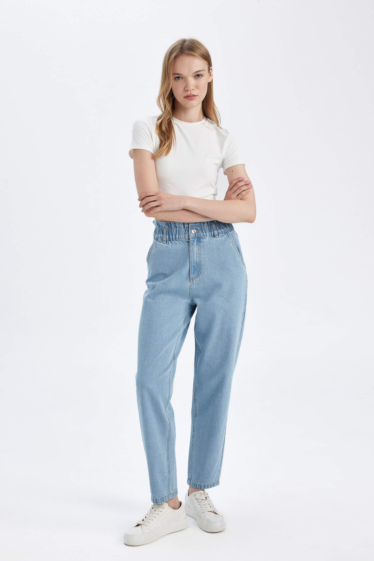 Paperbag High Waist Crop Jeans