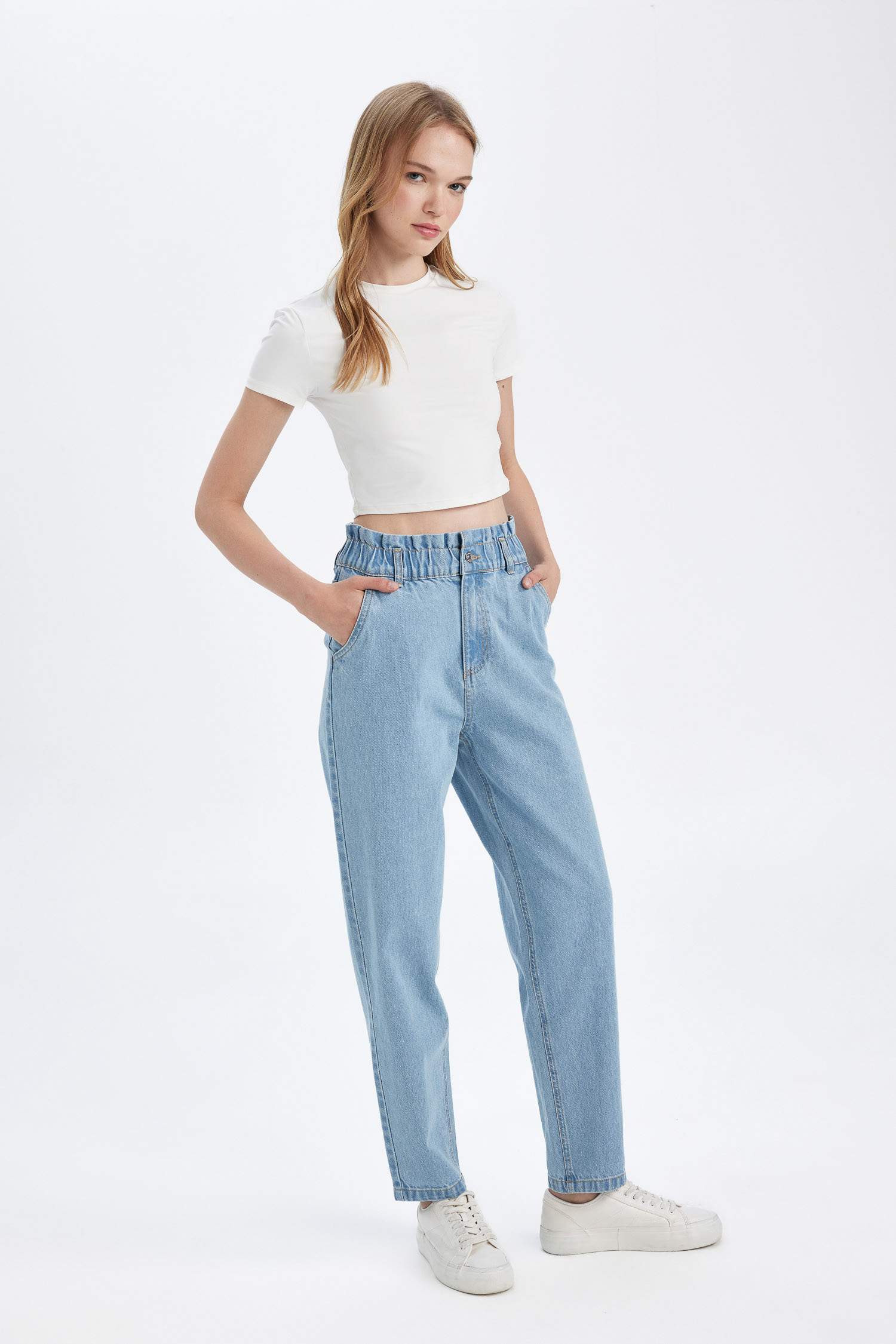 Paperbag High Waist Crop Jeans