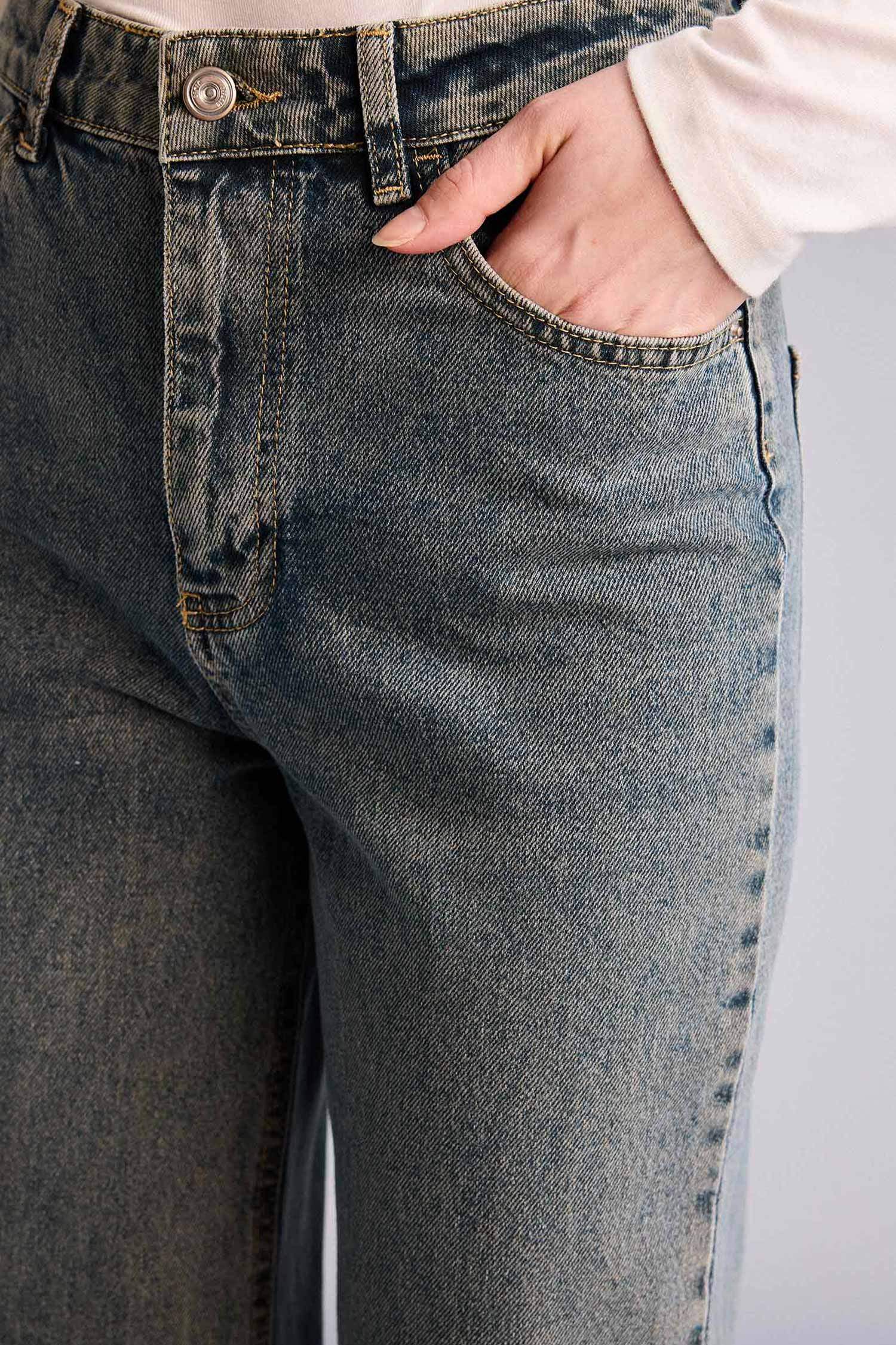 Длинные джинсы 90's Wide Leg с высокой талией и эффектом варки