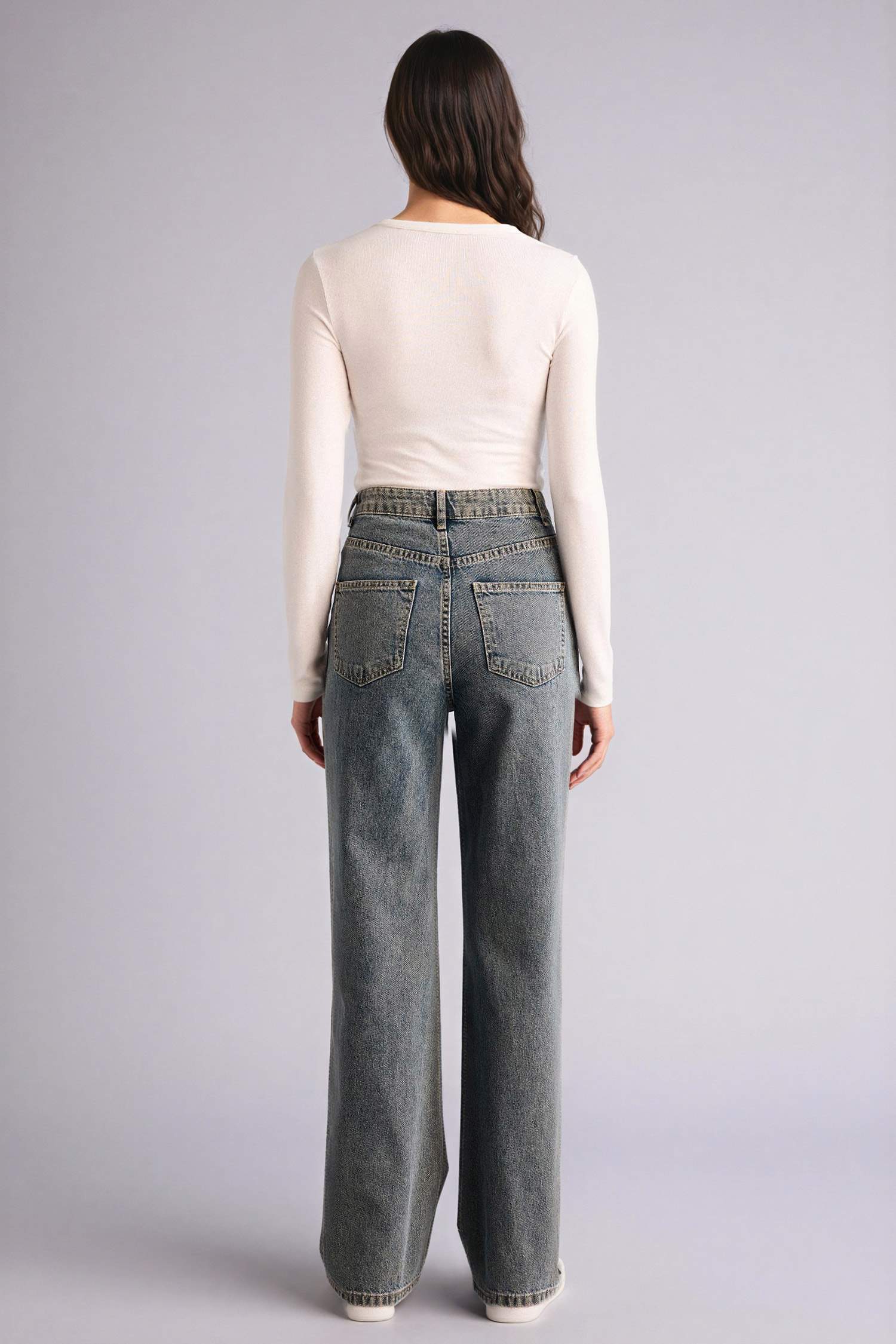 Длинные джинсы 90's Wide Leg с высокой талией и эффектом варки