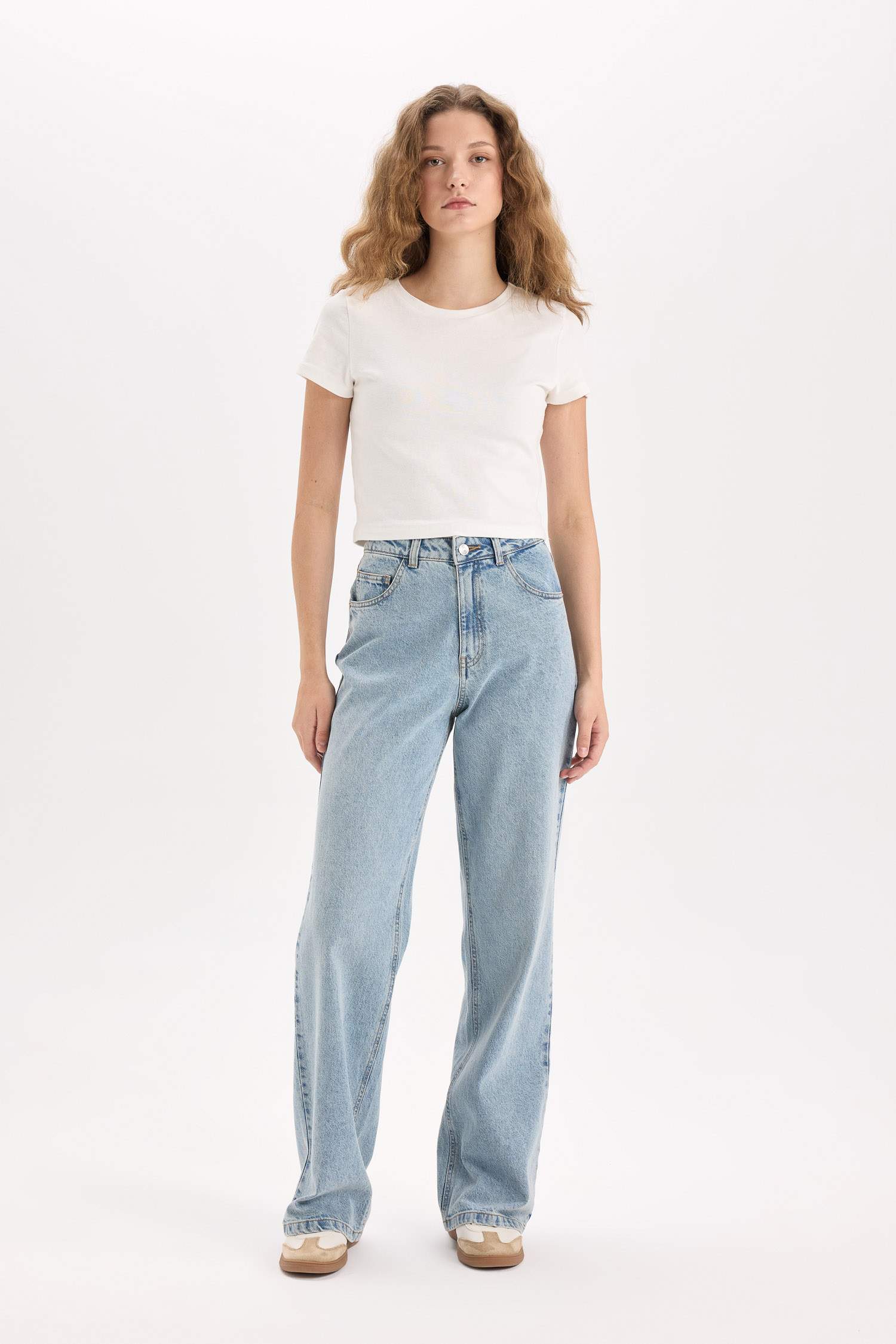 Таңдай Кең деним кең етек Шалбар