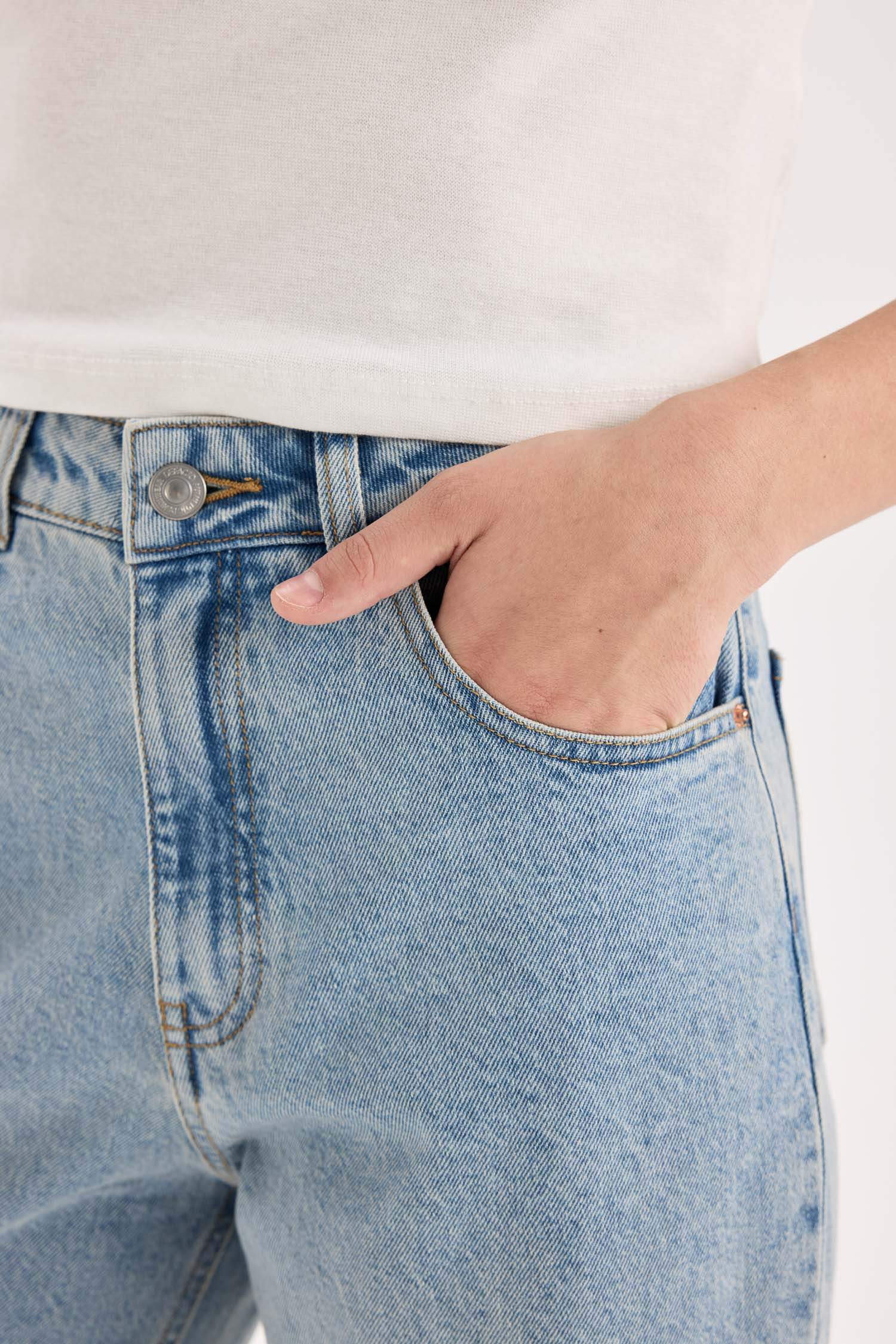 Таңдай Кең деним кең етек Шалбар