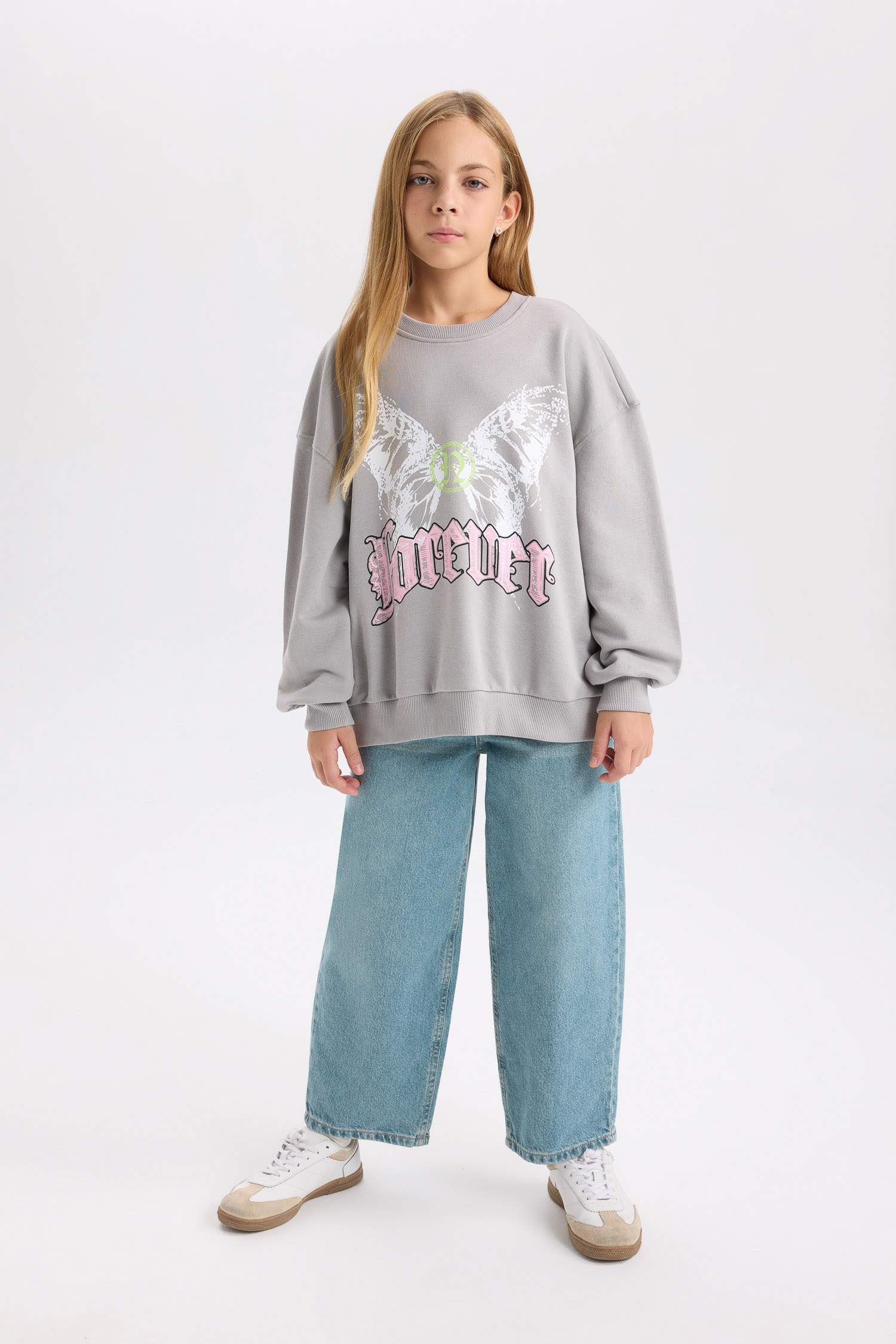Girl Oversized Fit Back Printed Sweatshirt