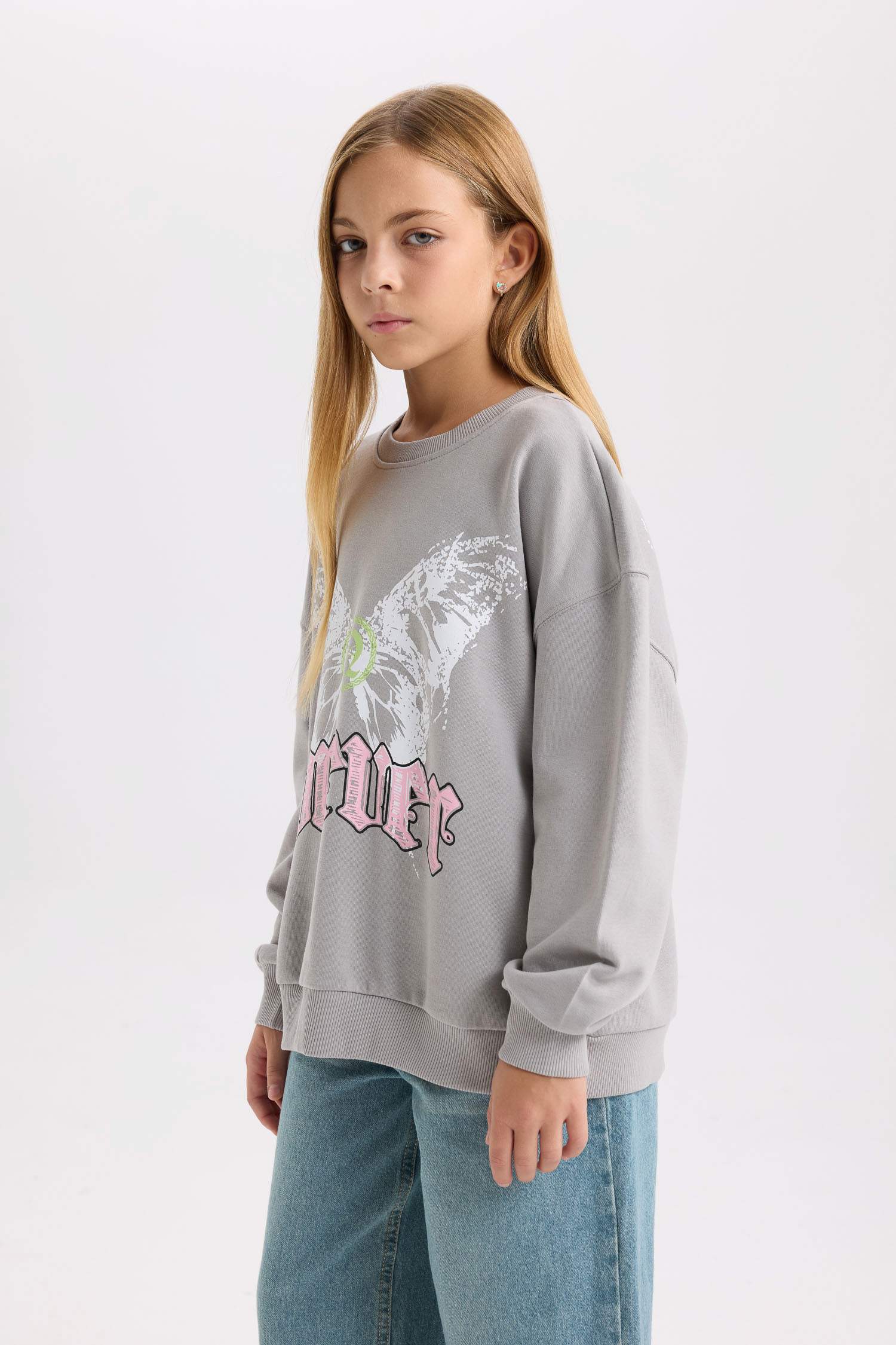 Girl Oversized Fit Back Printed Sweatshirt