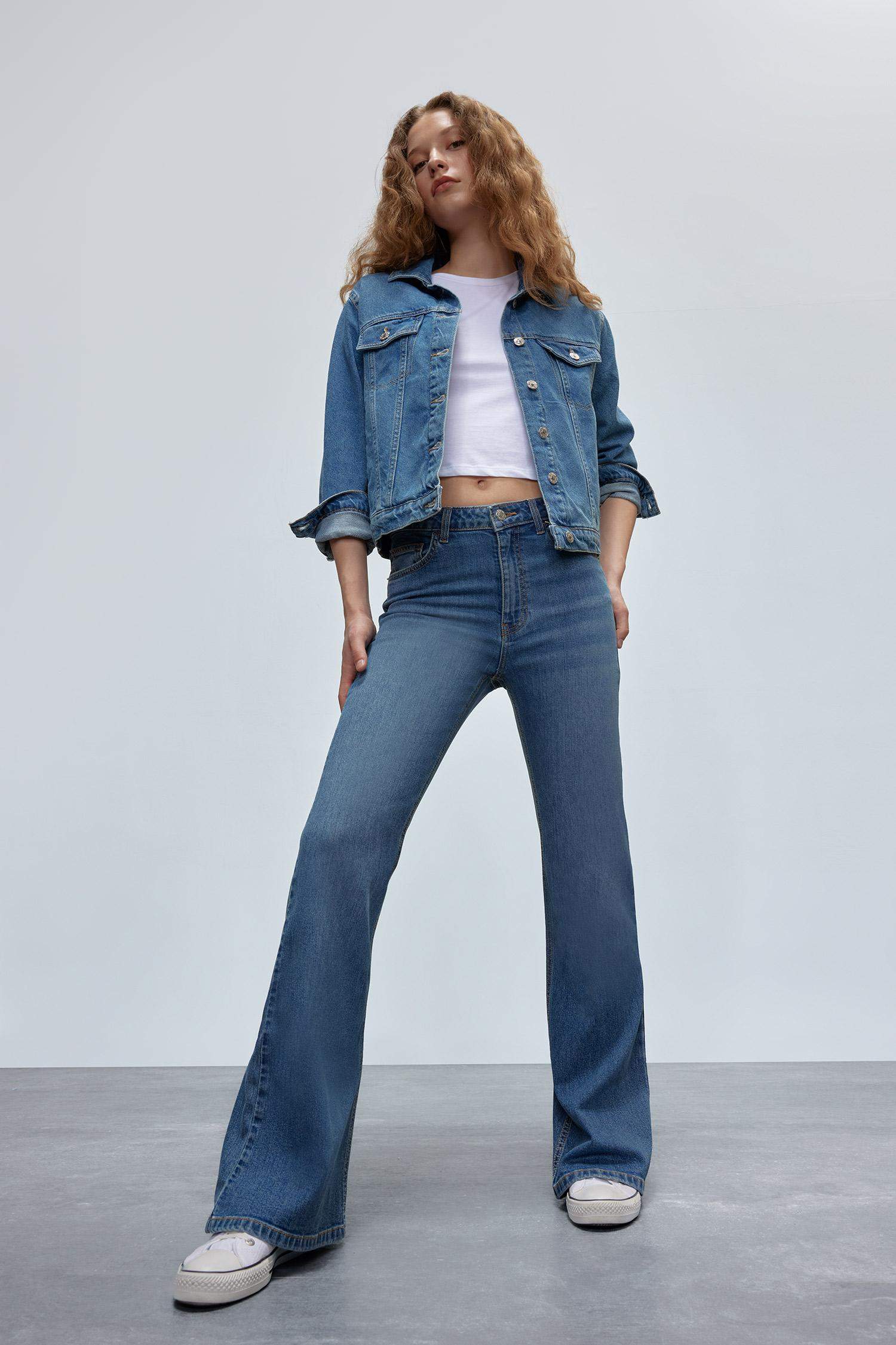 Mia Yüksek Bel Geniş Paça Jean Pantolon