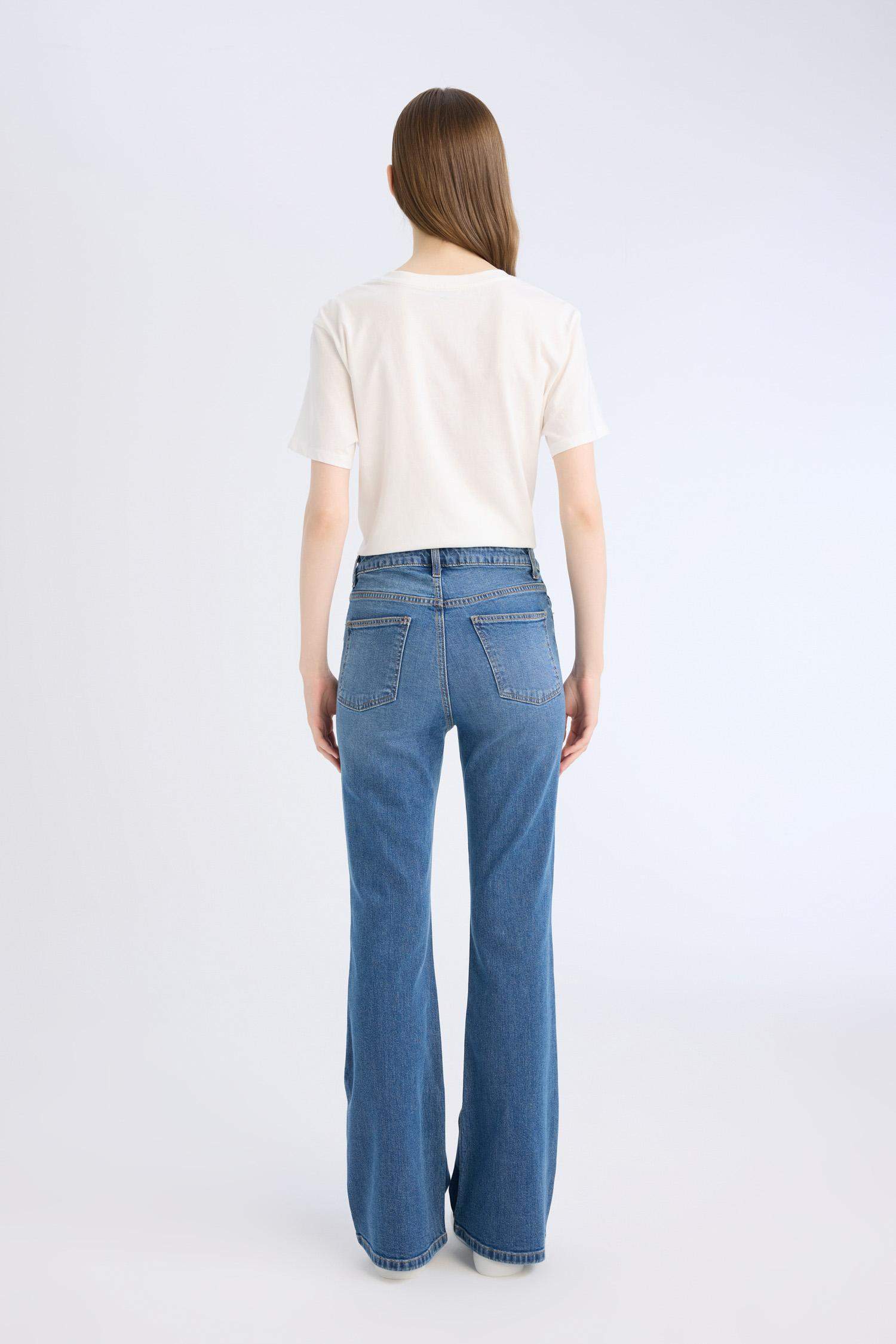 Mia Yüksek Bel Geniş Paça Jean Pantolon