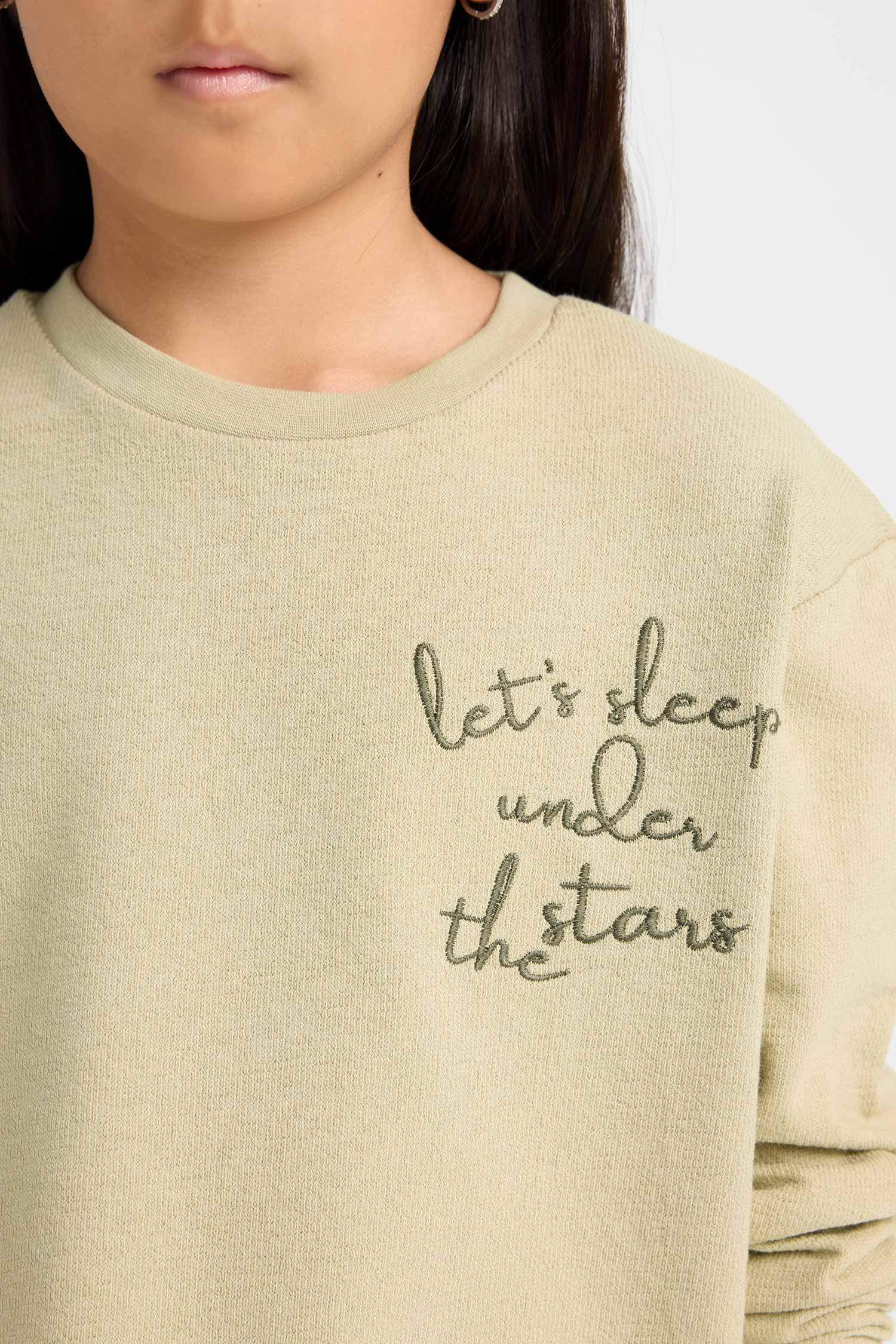 Kız Çocuk Pijama Takımı Baskılı Uzun Kollu Üst Beli Lastikli Uzun Alt