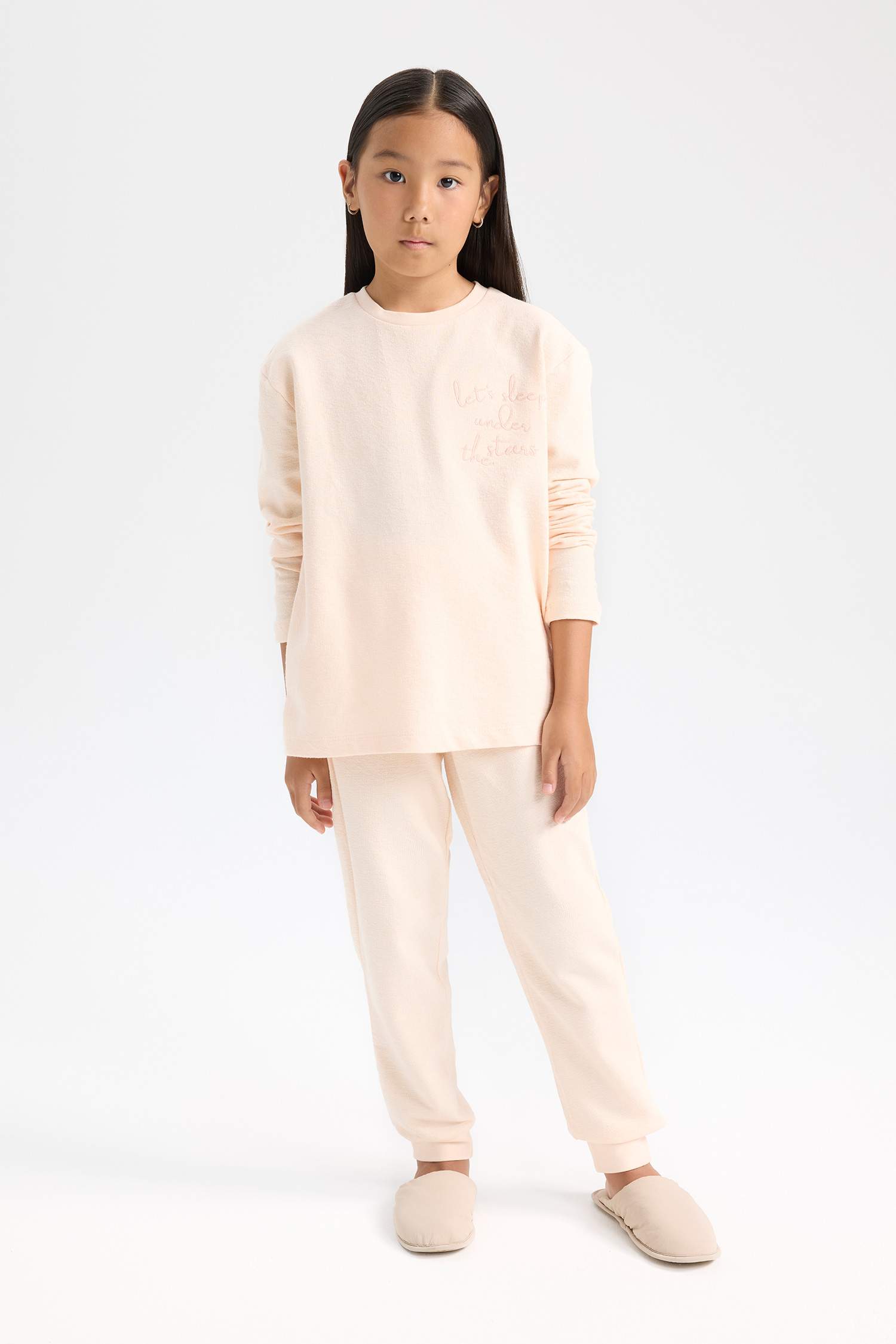 Kız Çocuk Pijama Takımı Uzun Kollu Üst Beli Lastikli Alt